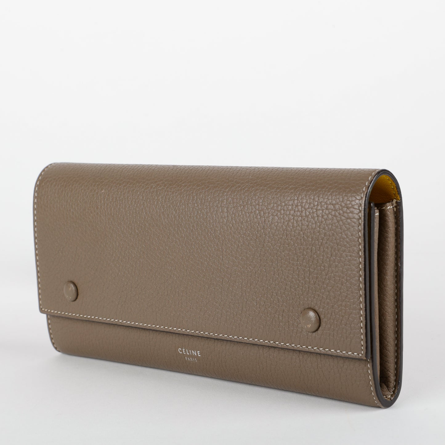 Large Flap Multifunction Long Wallet, Grey/Yellow