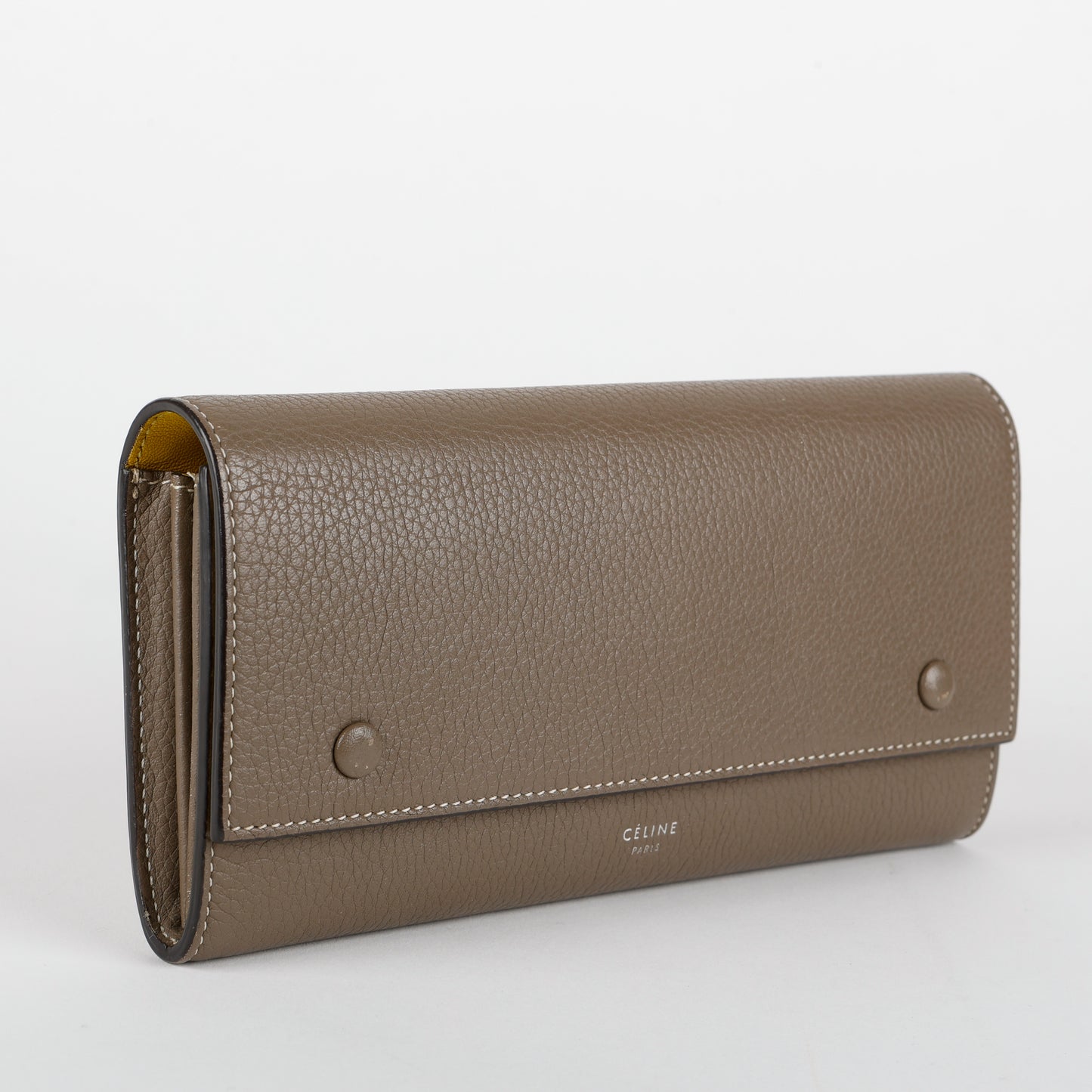 Large Flap Multifunction Long Wallet, Grey/Yellow