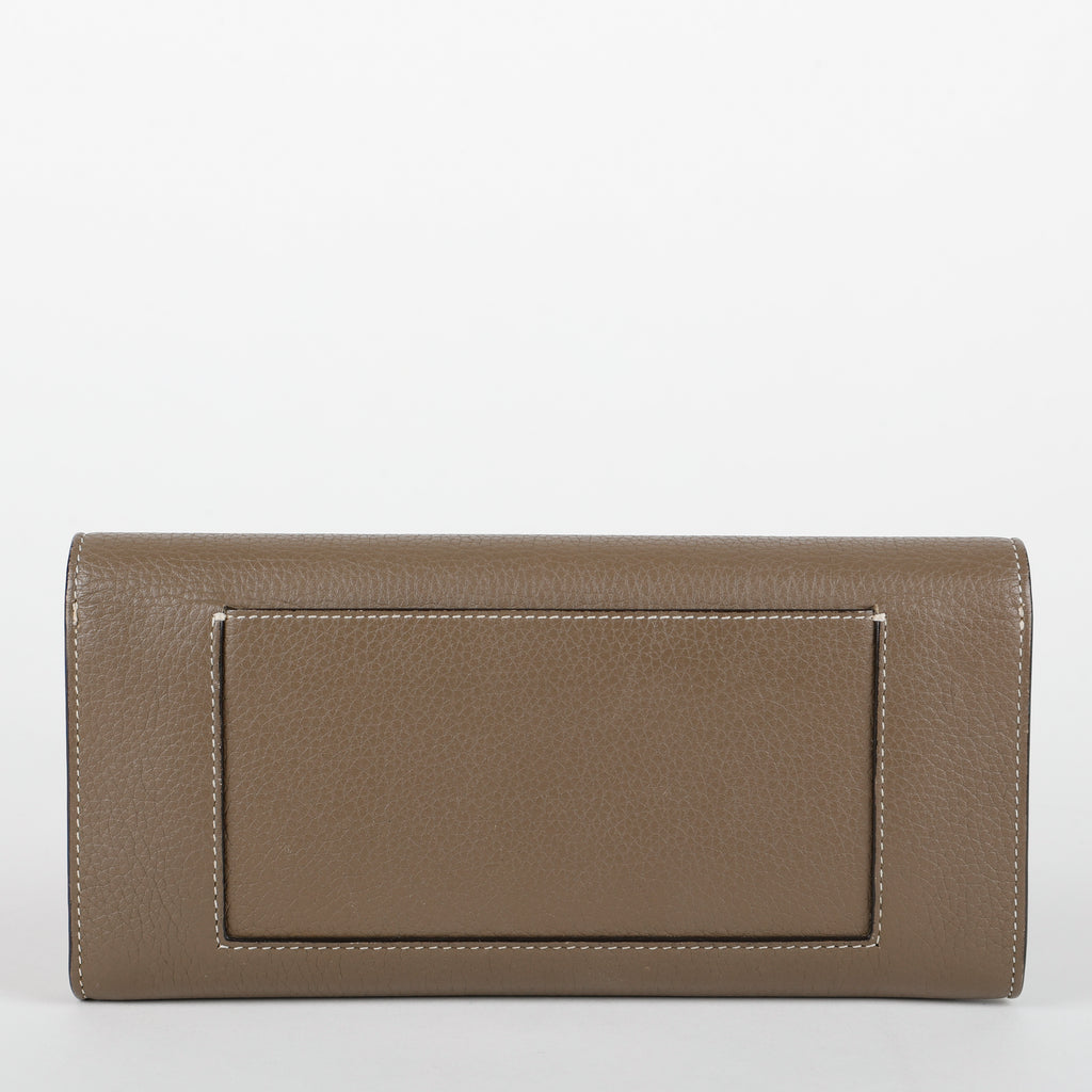 Large Flap Multifunction Long Wallet, Grey/Yellow