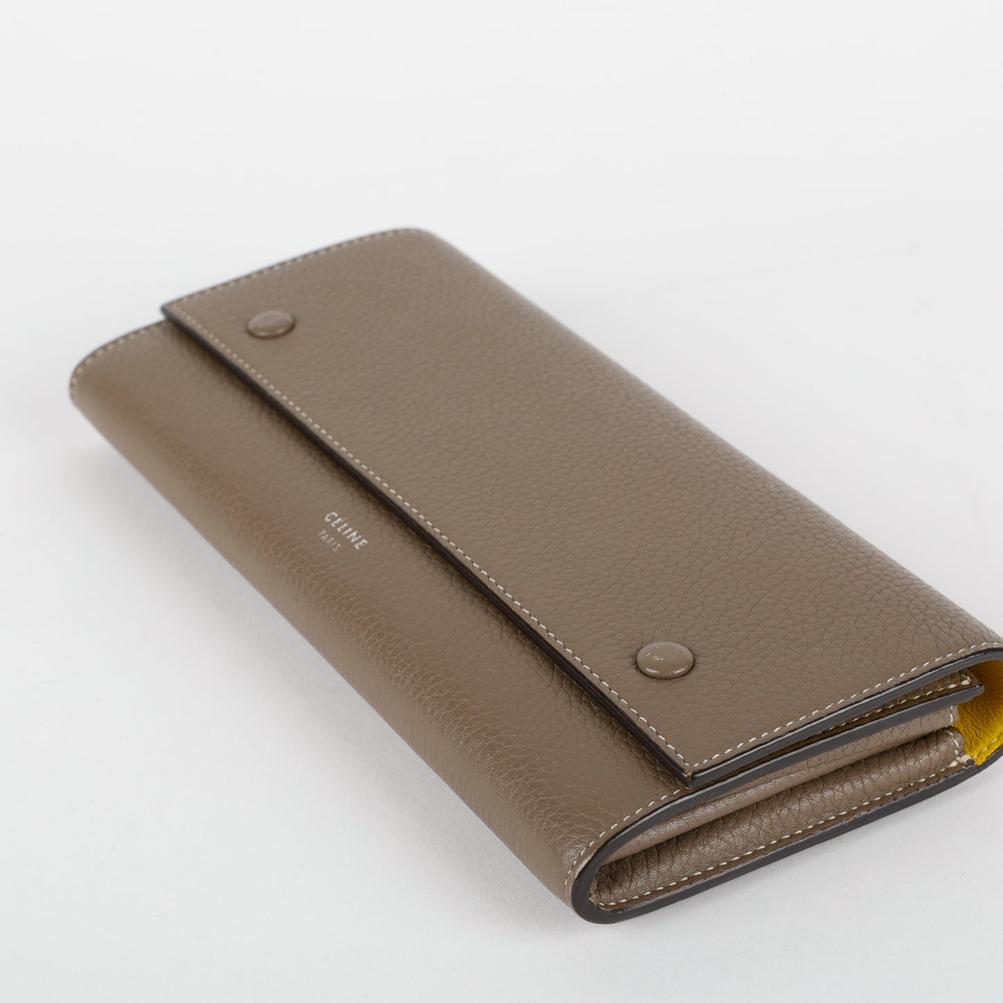 Large Flap Multifunction Long Wallet, Grey/Yellow