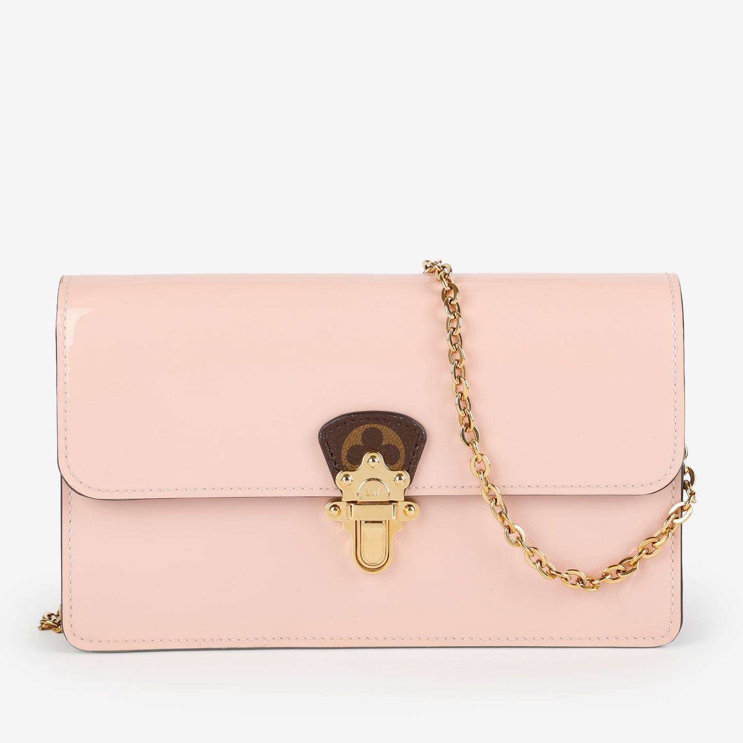 Cherrywood Chain Wallet, Rose Ballerine/Monogram