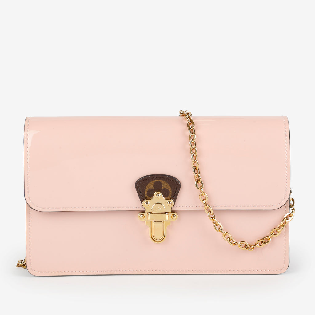Cherrywood Chain Wallet, Rose Ballerine/Monogram