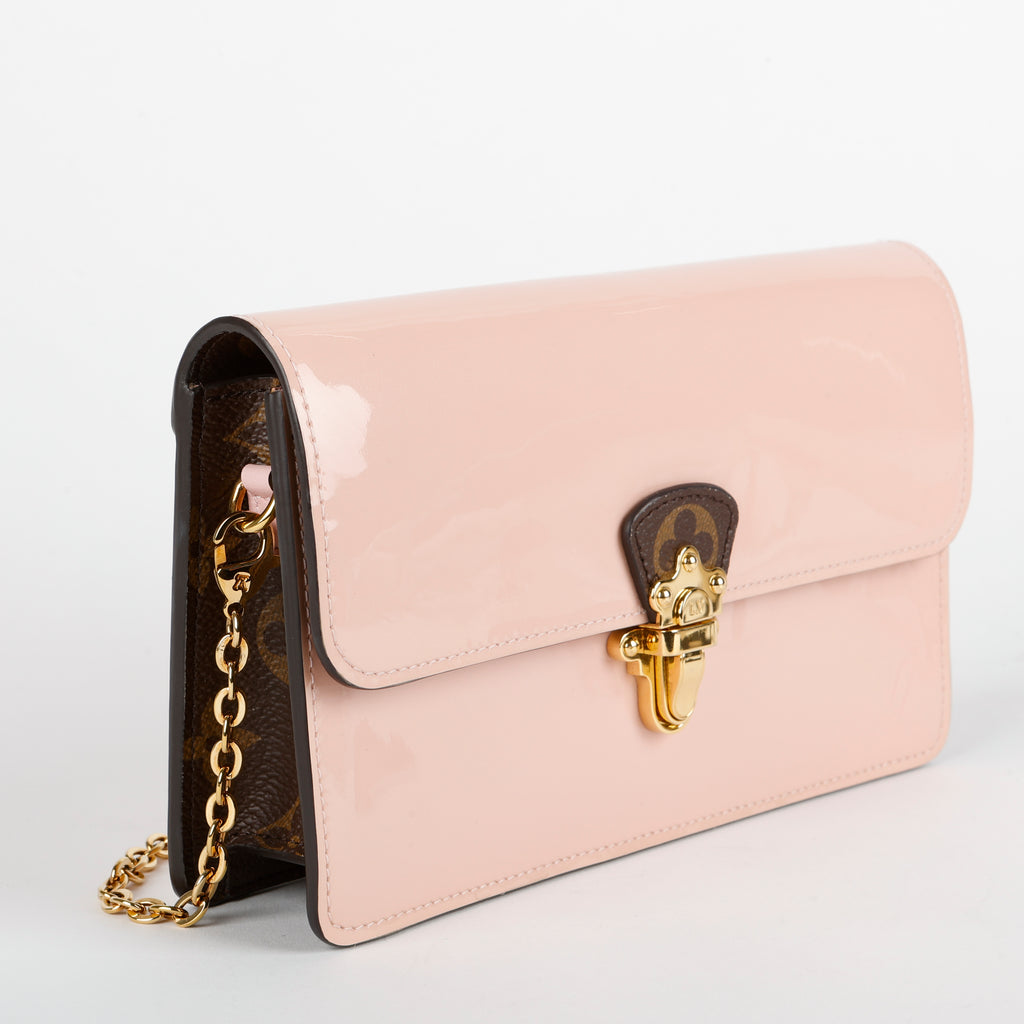 Cherrywood Chain Wallet, Rose Ballerine/Monogram