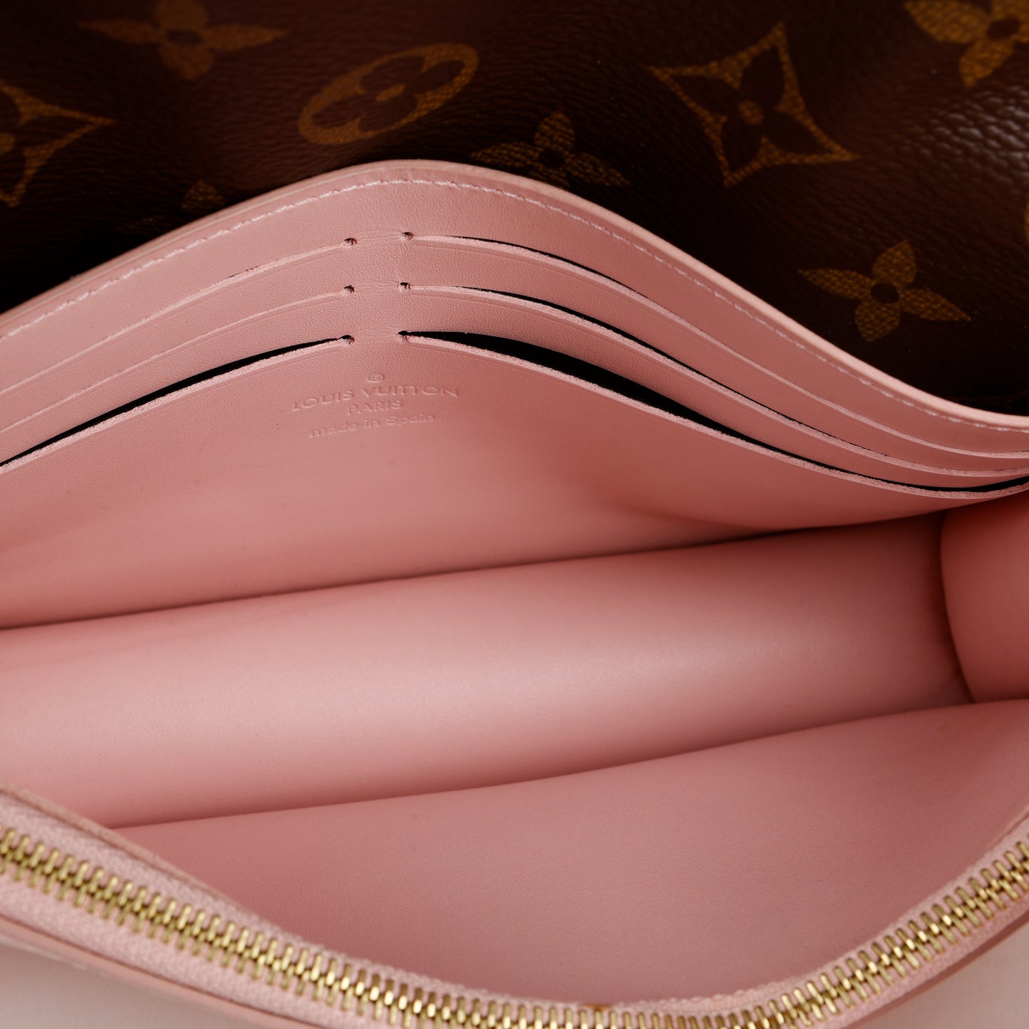 Cherrywood Chain Wallet, Rose Ballerine/Monogram