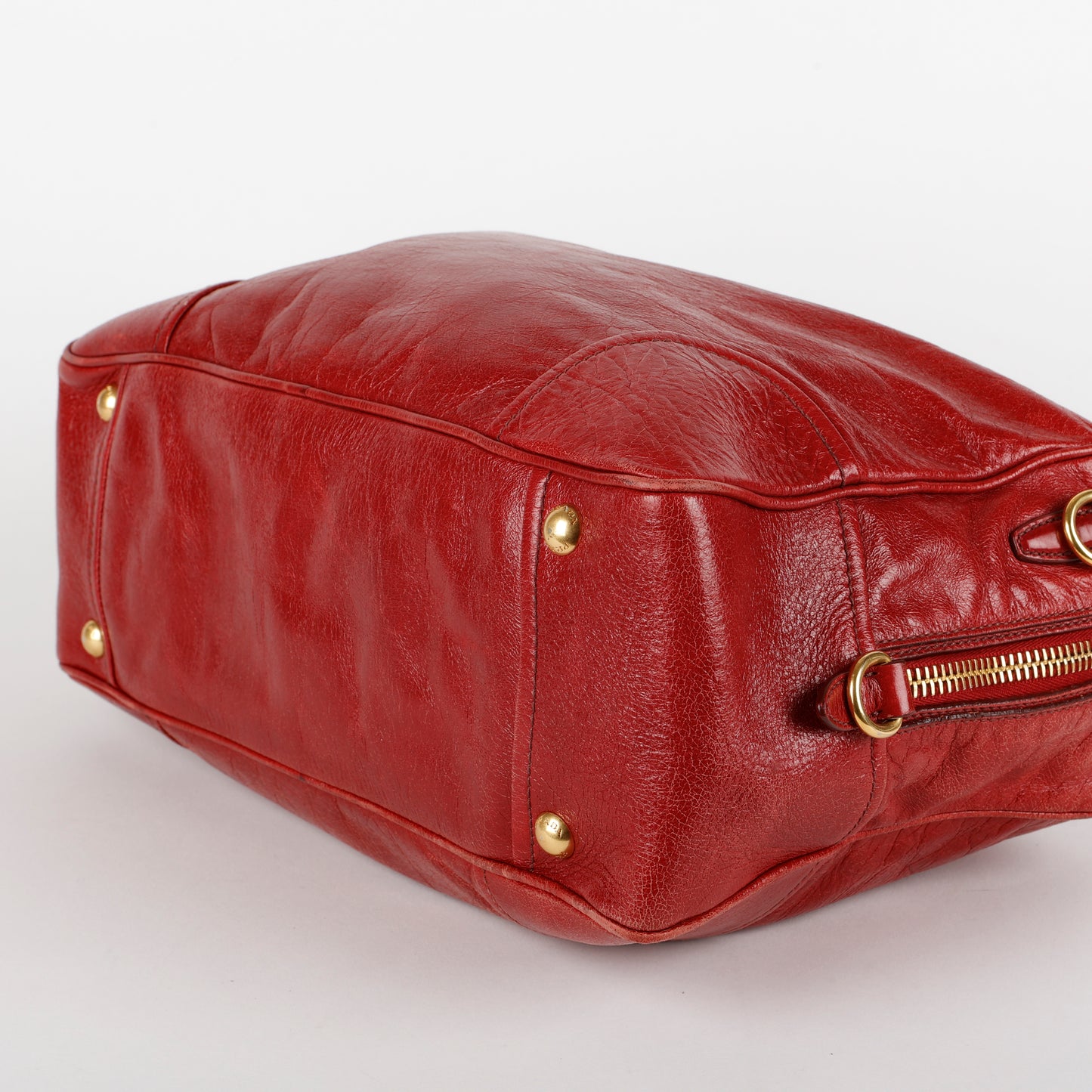 Convertible Bauletto Tote, Red Shiny Calfskin