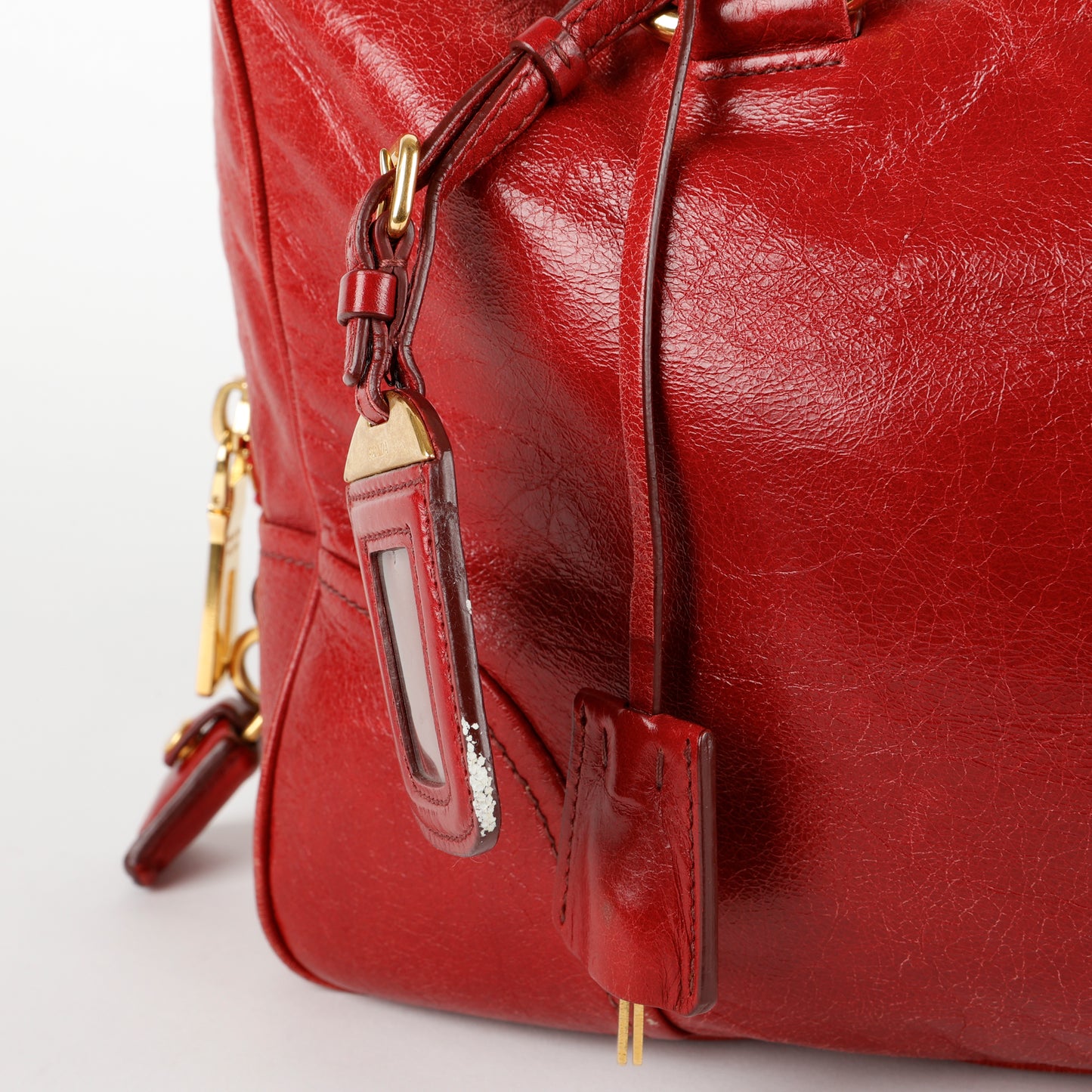 Convertible Bauletto Tote, Red Shiny Calfskin