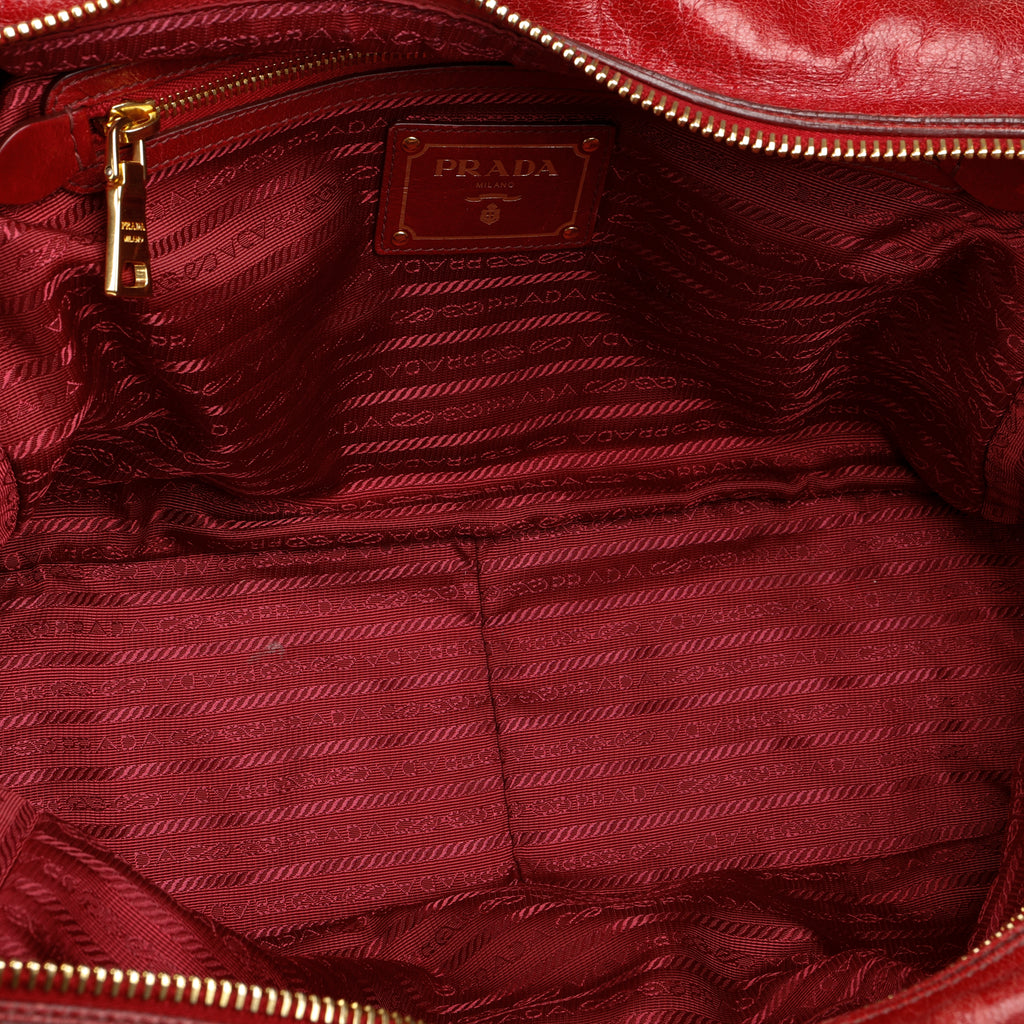 Convertible Bauletto Tote, Red Shiny Calfskin