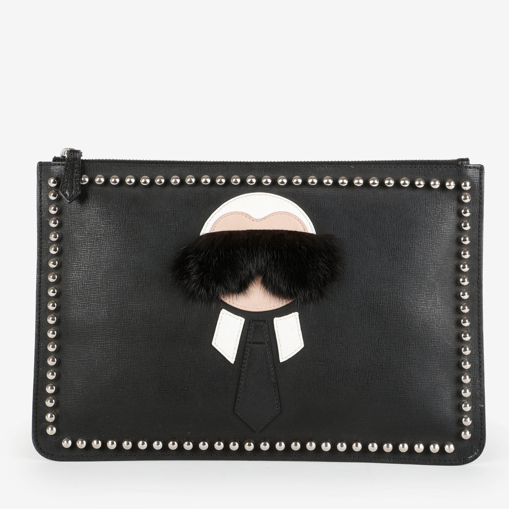 Black Karlito Leather Clutch