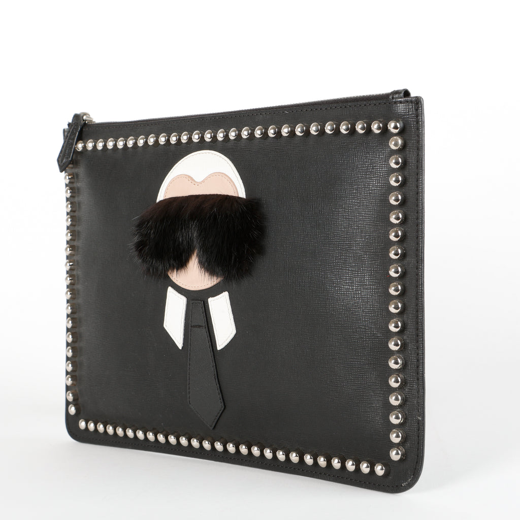Black Karlito Leather Clutch