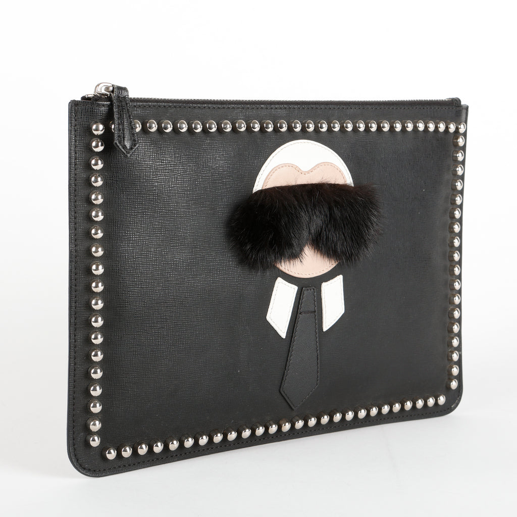 Black Karlito Leather Clutch