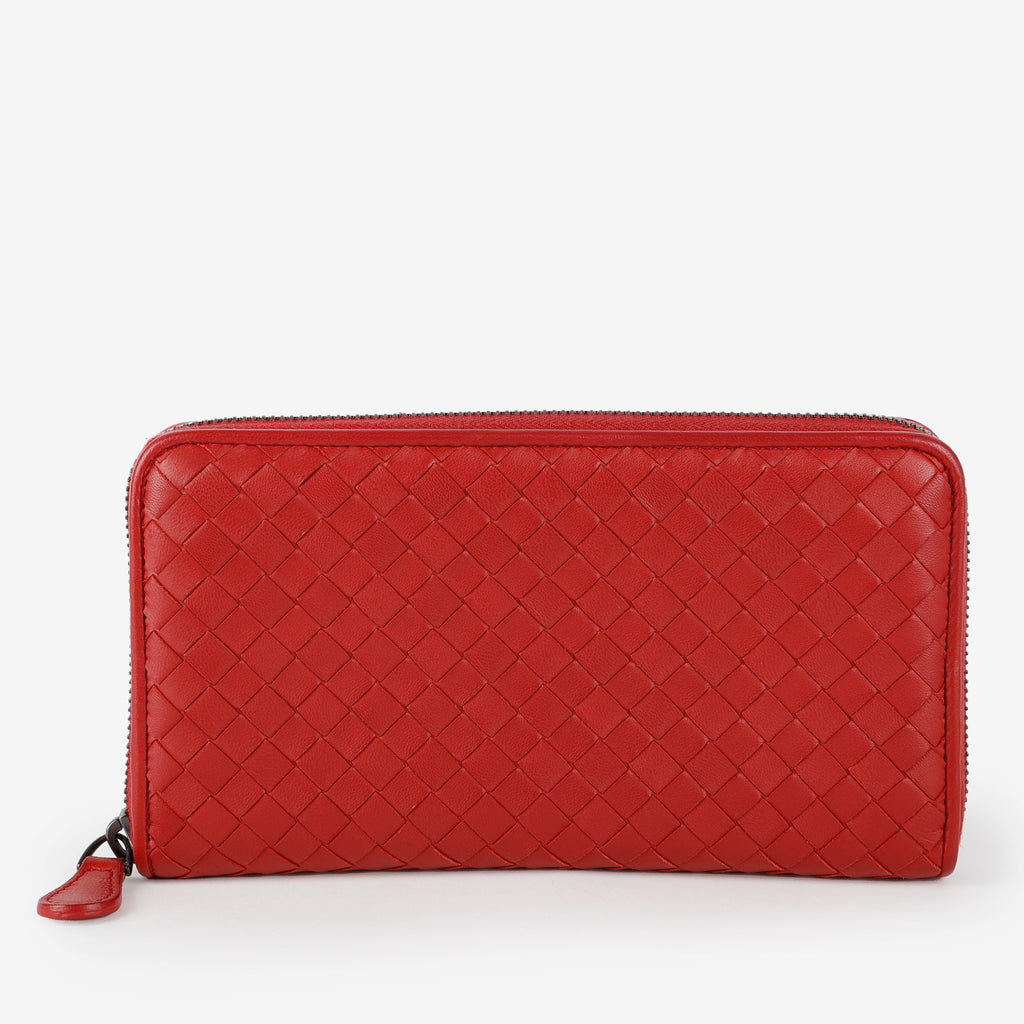 Nappa Intrecciato Continental Flap Wallet, Burgundy