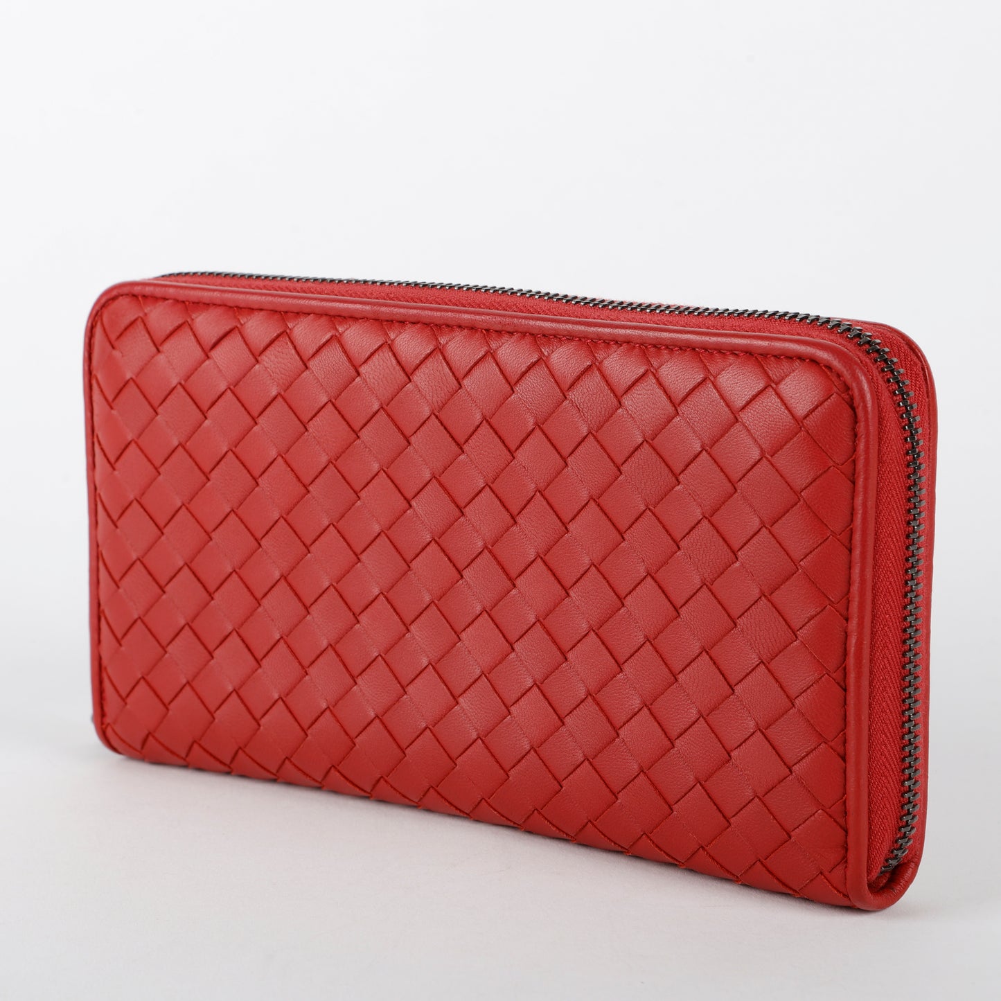 Nappa Intrecciato Continental Flap Wallet, Burgundy