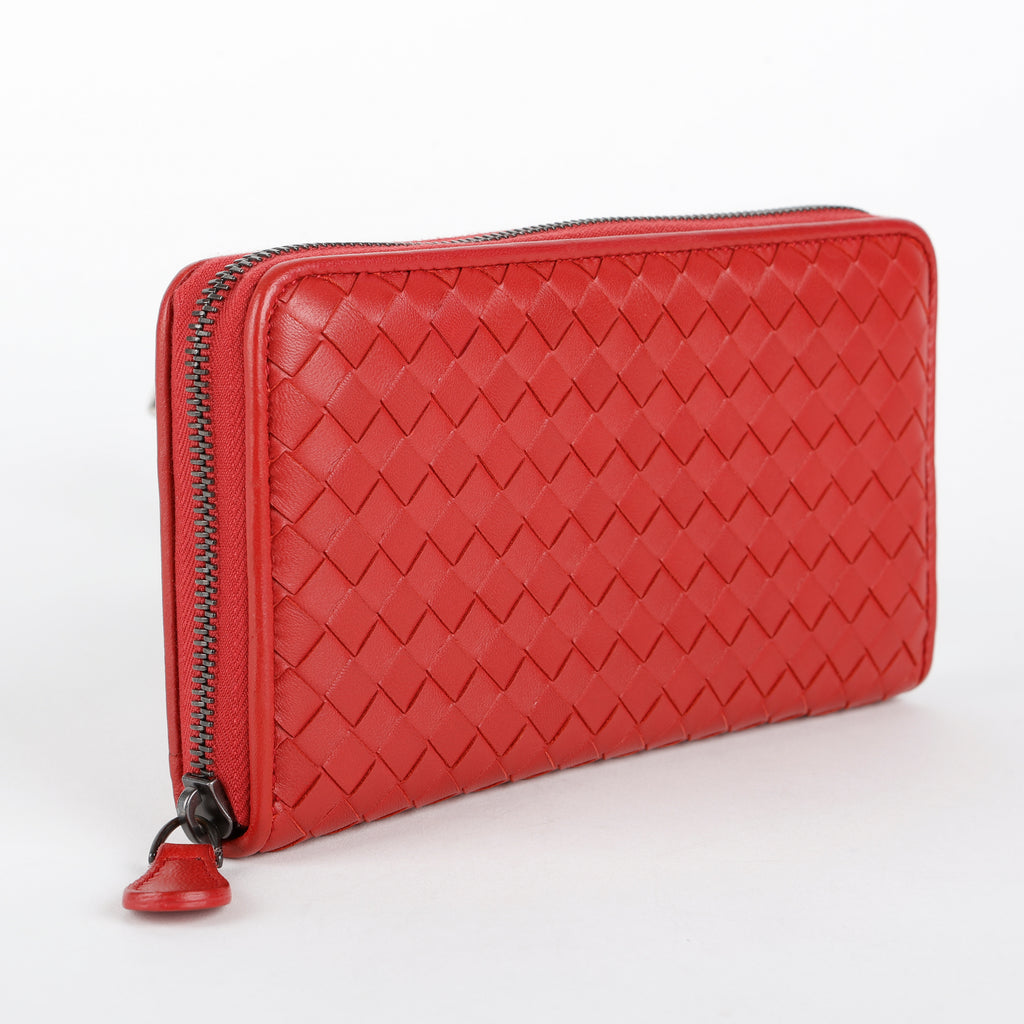Nappa Intrecciato Continental Flap Wallet, Burgundy