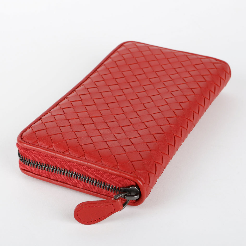 Nappa Intrecciato Continental Flap Wallet, Burgundy
