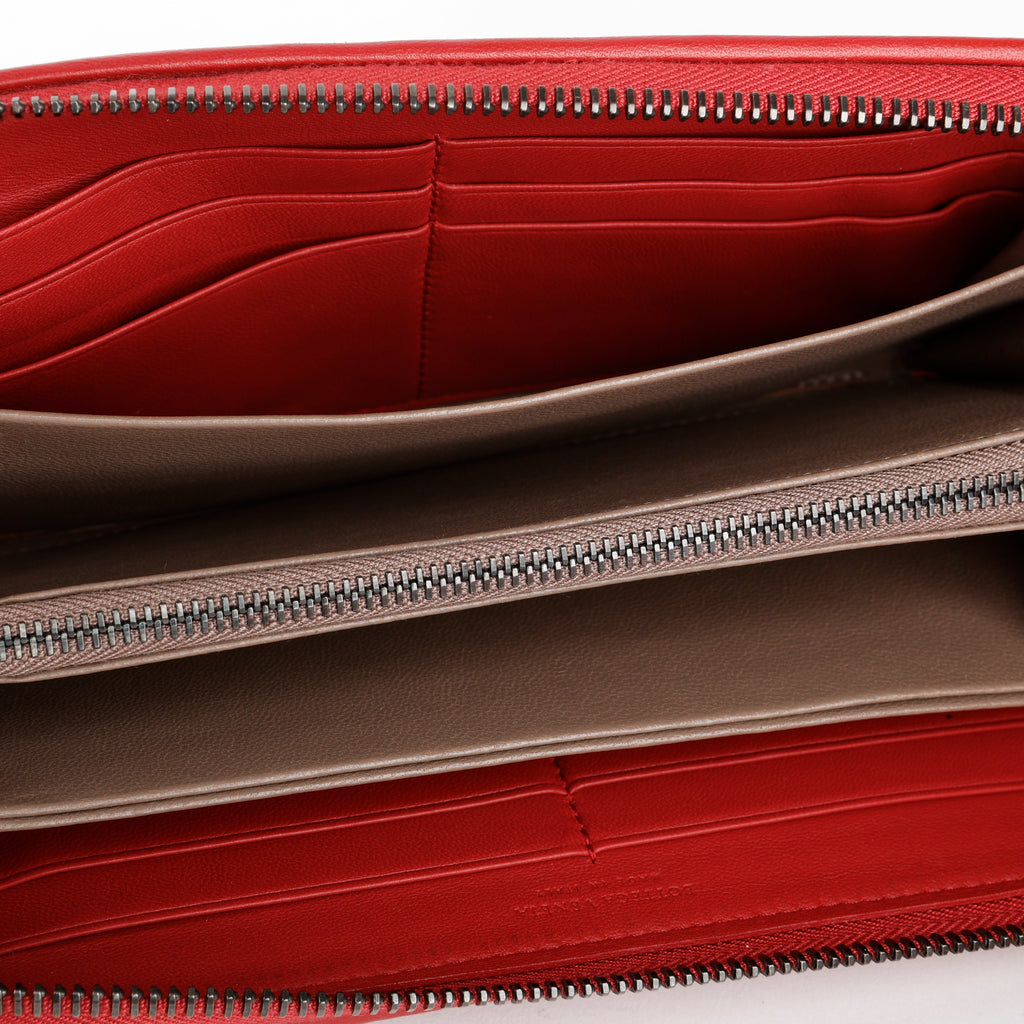 Nappa Intrecciato Continental Flap Wallet, Burgundy