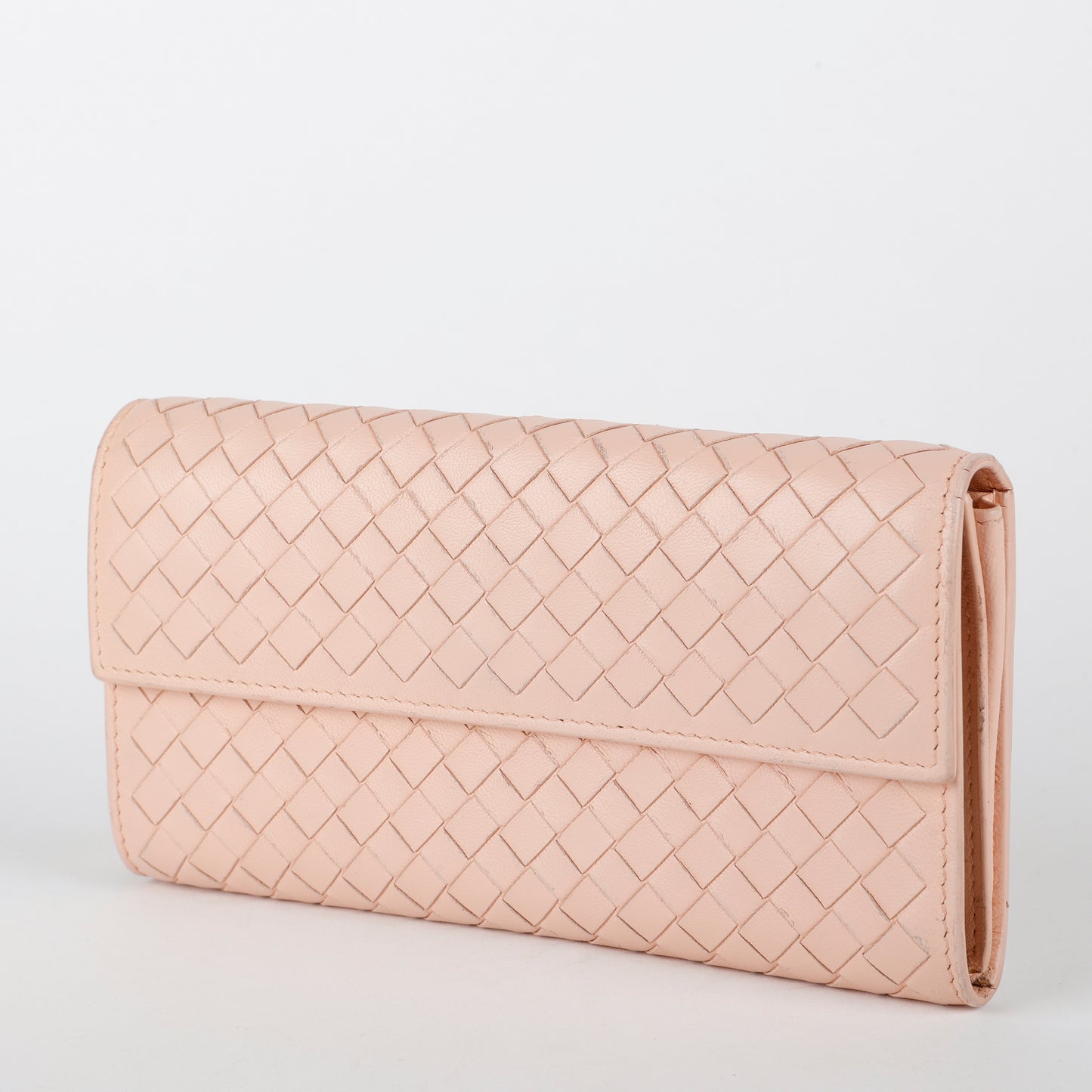 Intrecciato Continental Wallet, Pink