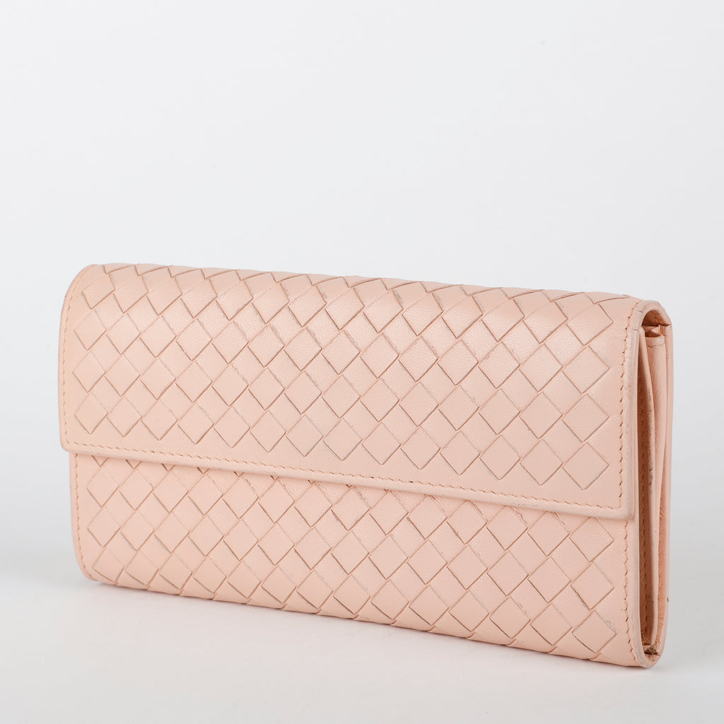 Intrecciato Continental Wallet, Pink