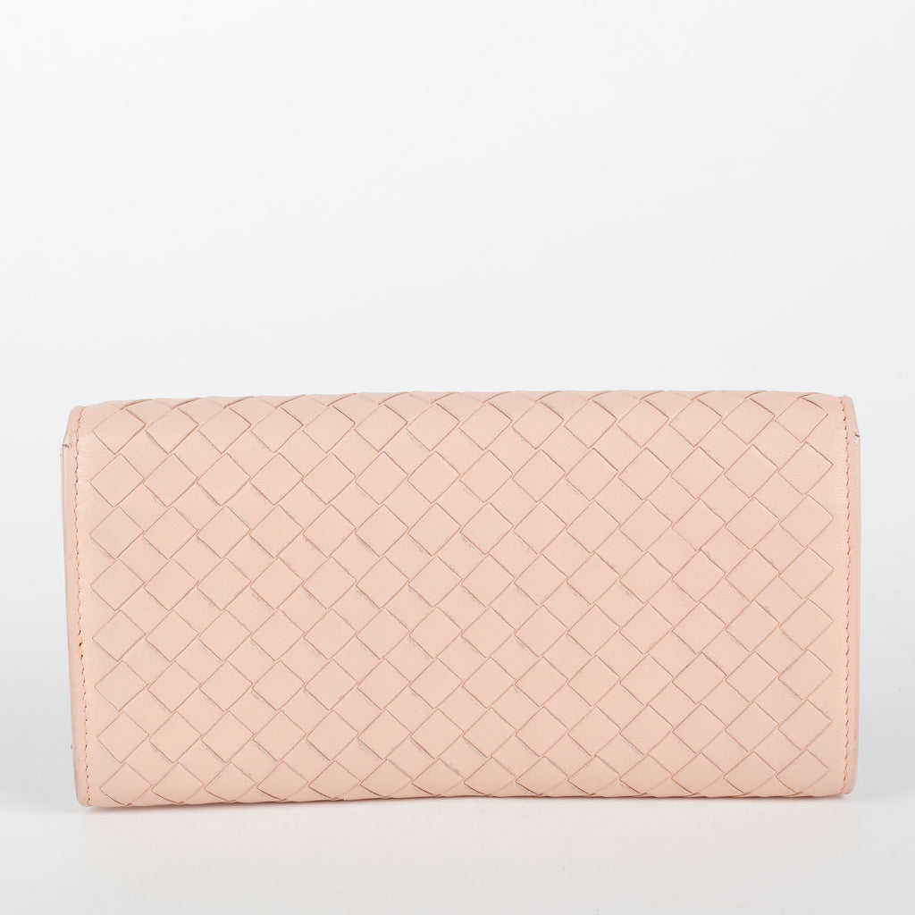 Intrecciato Continental Wallet, Pink