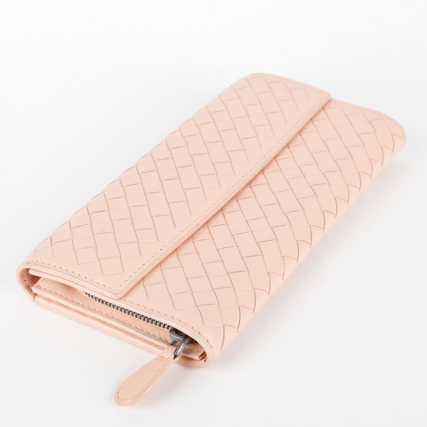 Intrecciato Continental Wallet, Pink