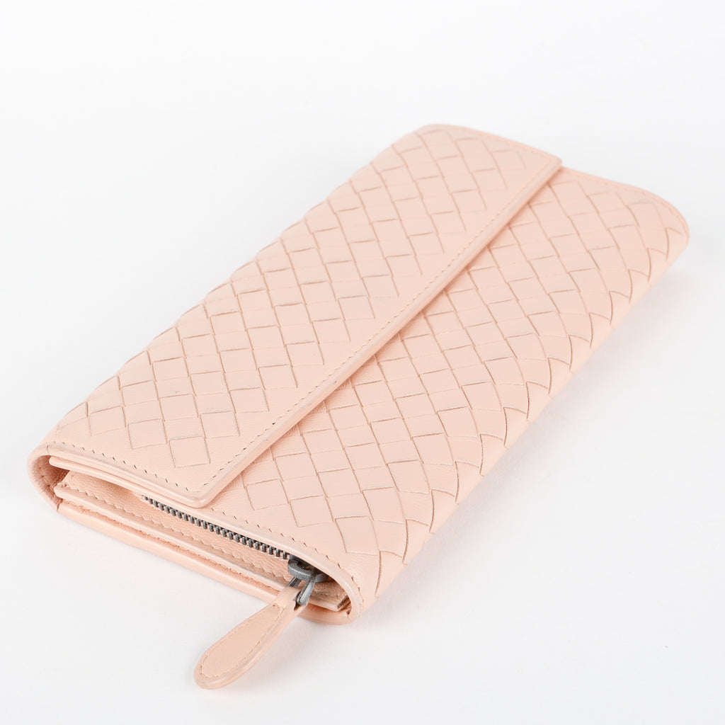 Intrecciato Continental Wallet, Pink