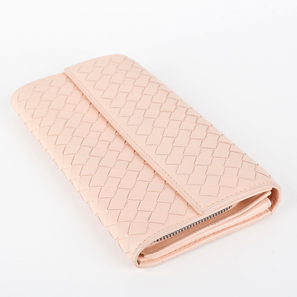 Intrecciato Continental Wallet, Pink
