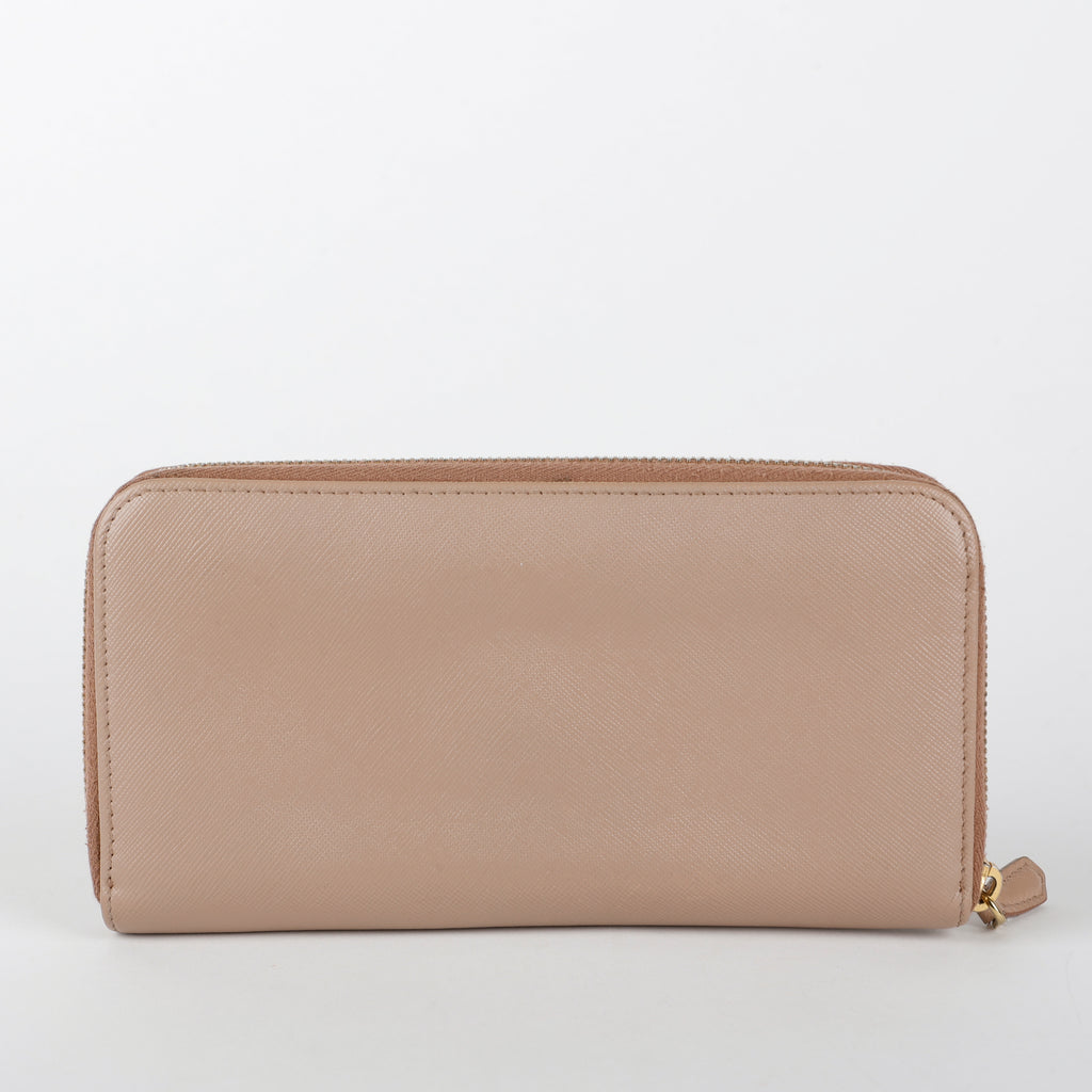 Zip Around Wallet, Taupe Saffiano