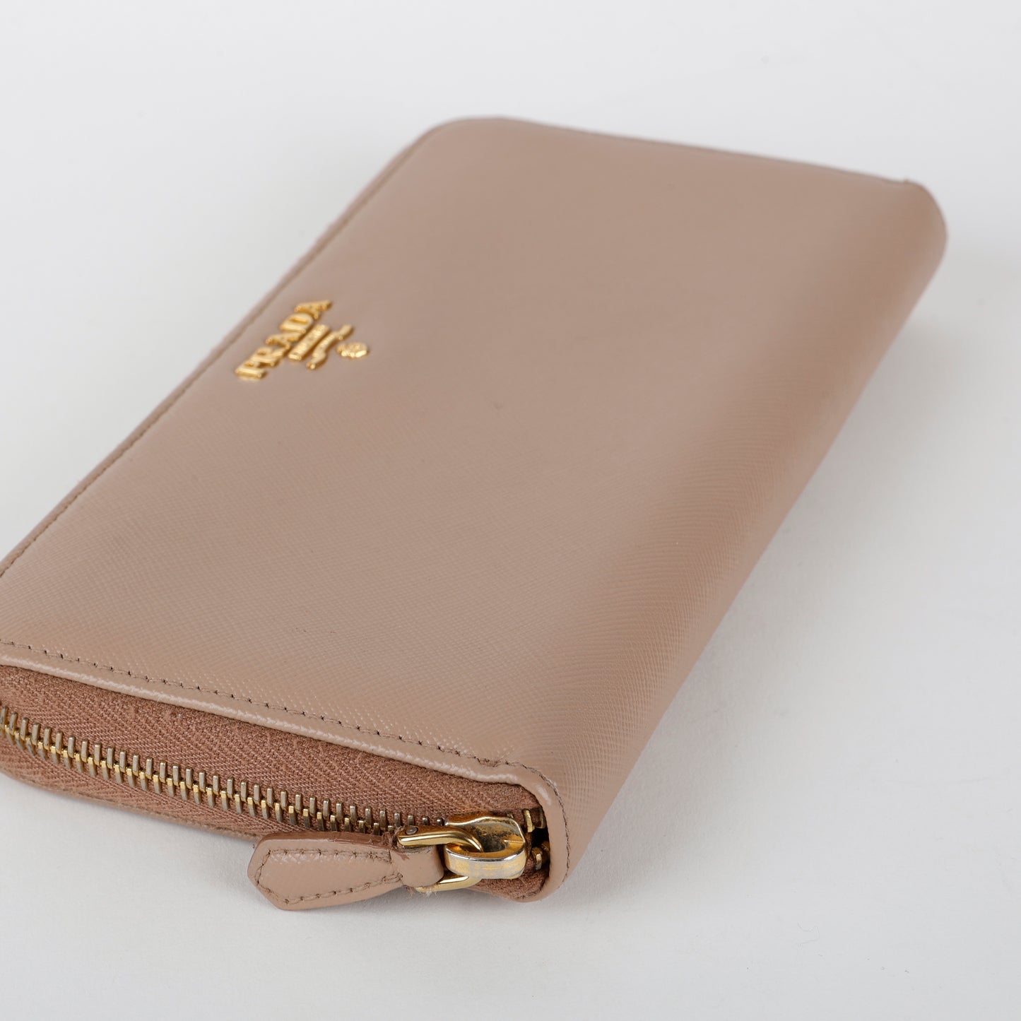 Zip Around Wallet, Taupe Saffiano