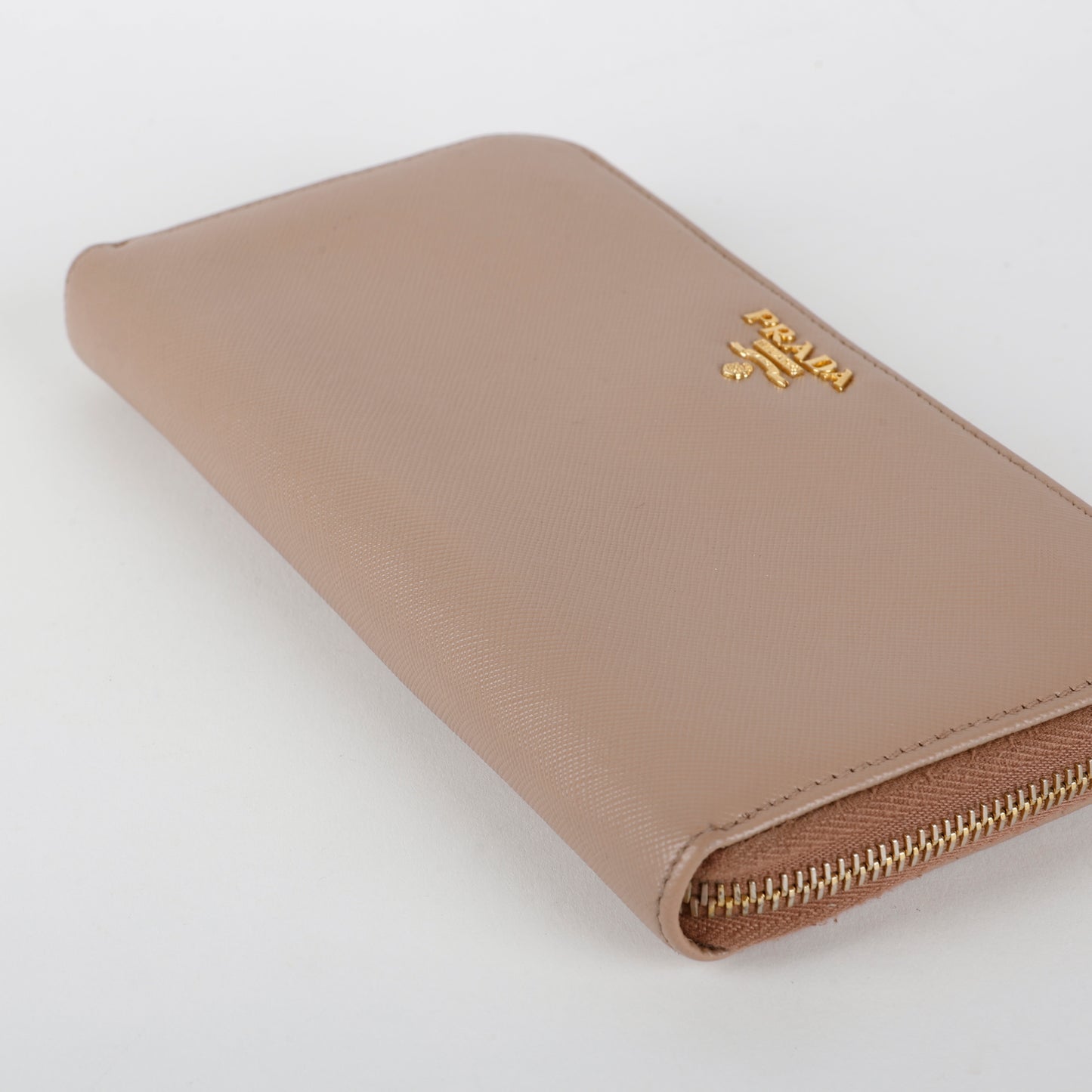Zip Around Wallet, Taupe Saffiano