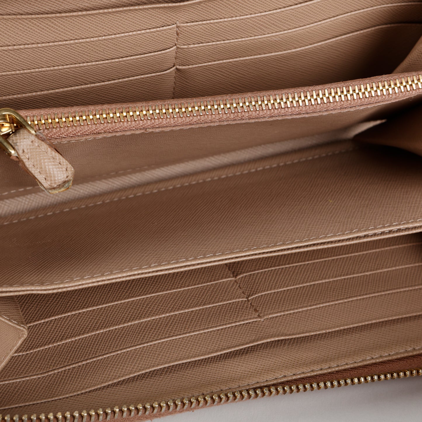 Zip Around Wallet, Taupe Saffiano