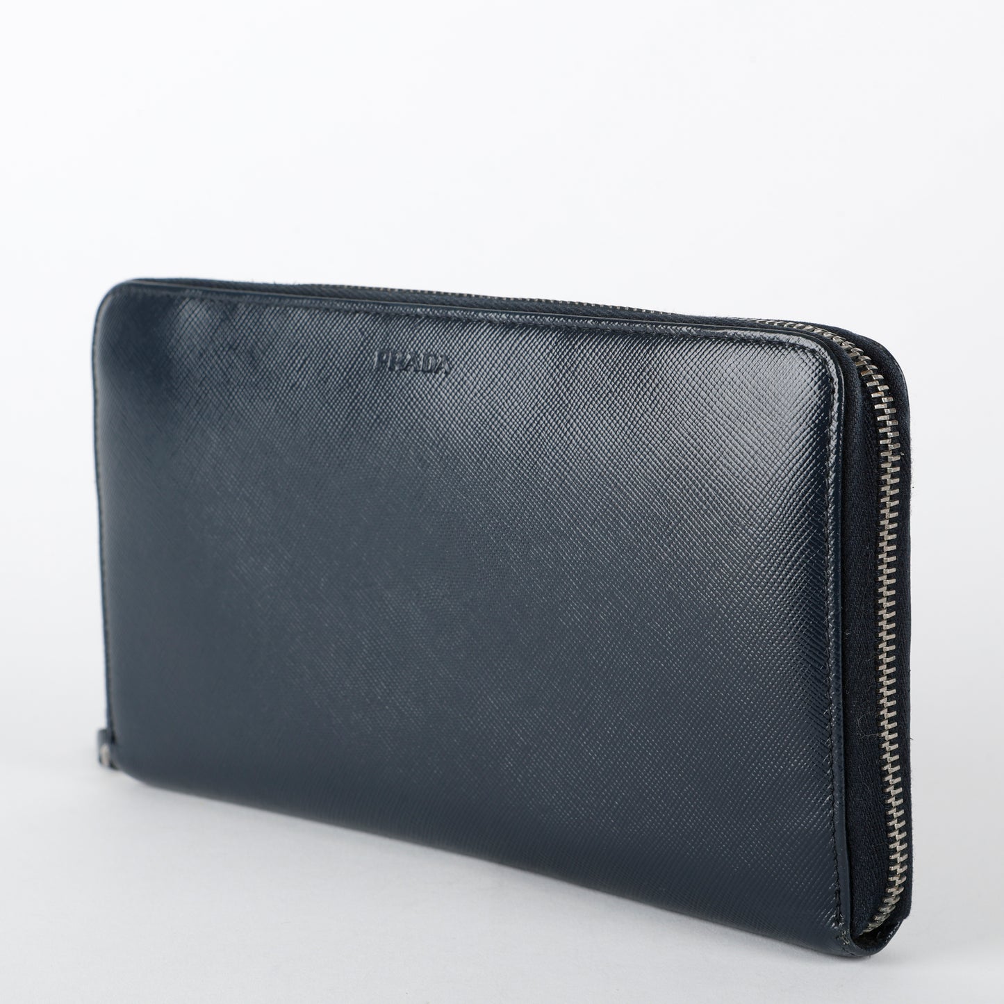 Long Zippy Travel Wallet, Navy Saffiano