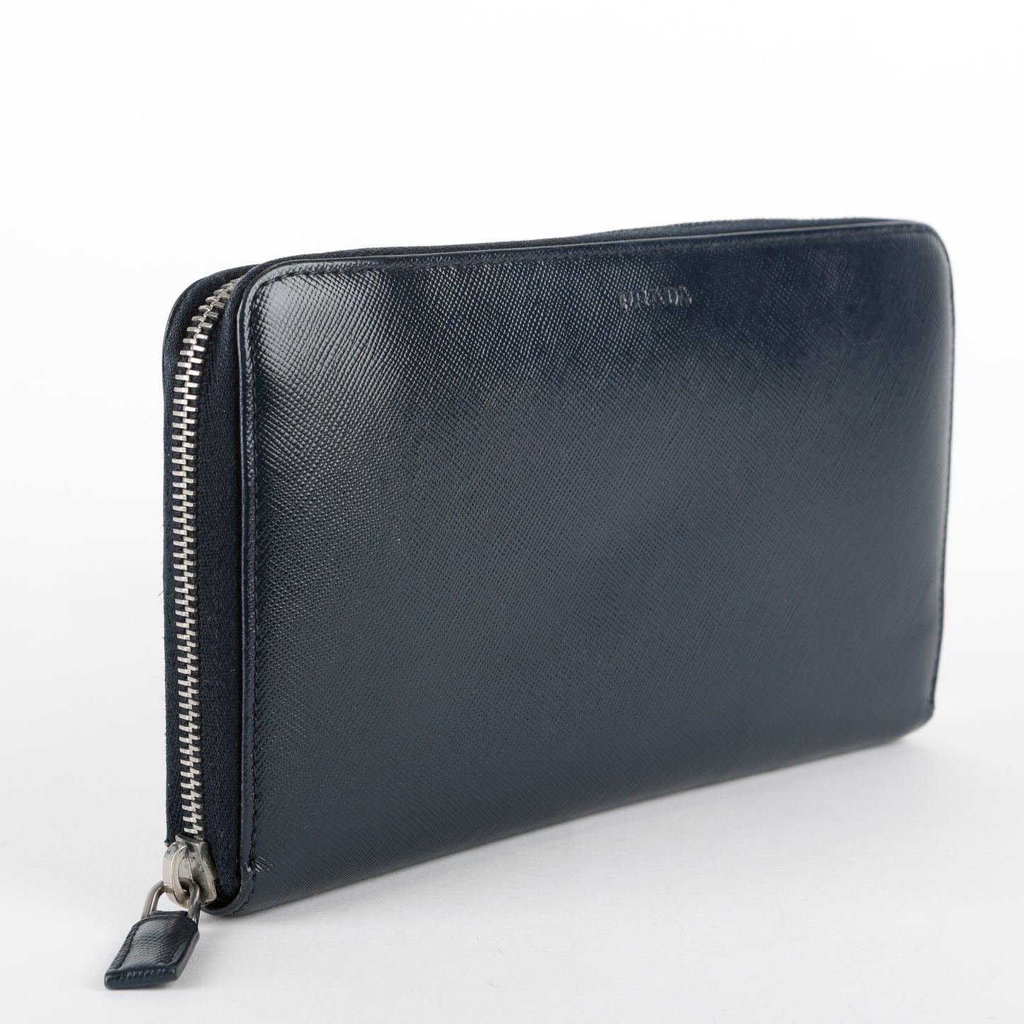Long Zippy Travel Wallet, Navy Saffiano