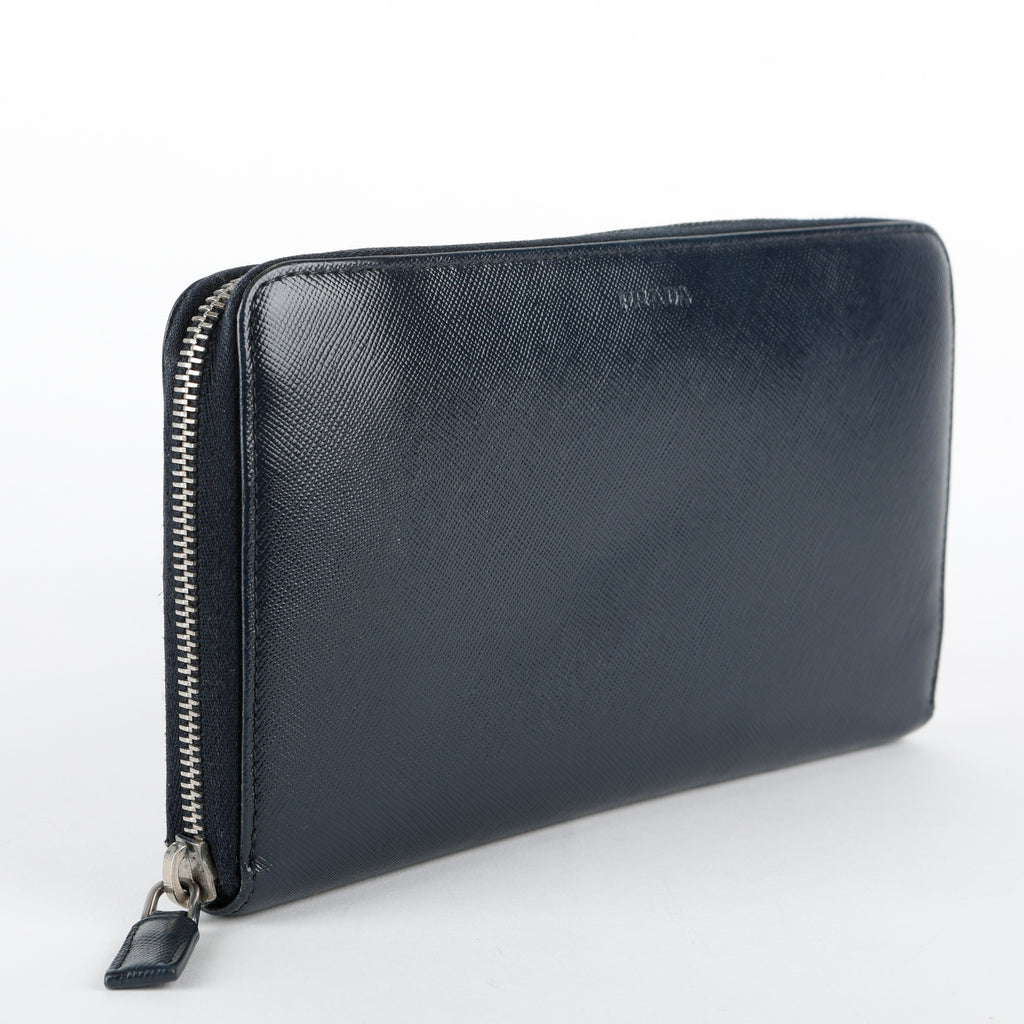 Long Zippy Travel Wallet, Navy Saffiano
