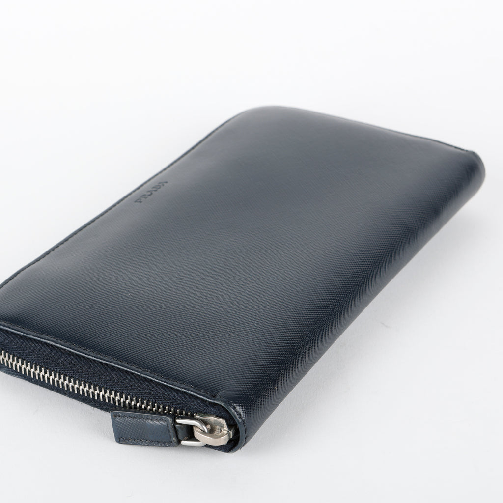 Long Zippy Travel Wallet, Navy Saffiano