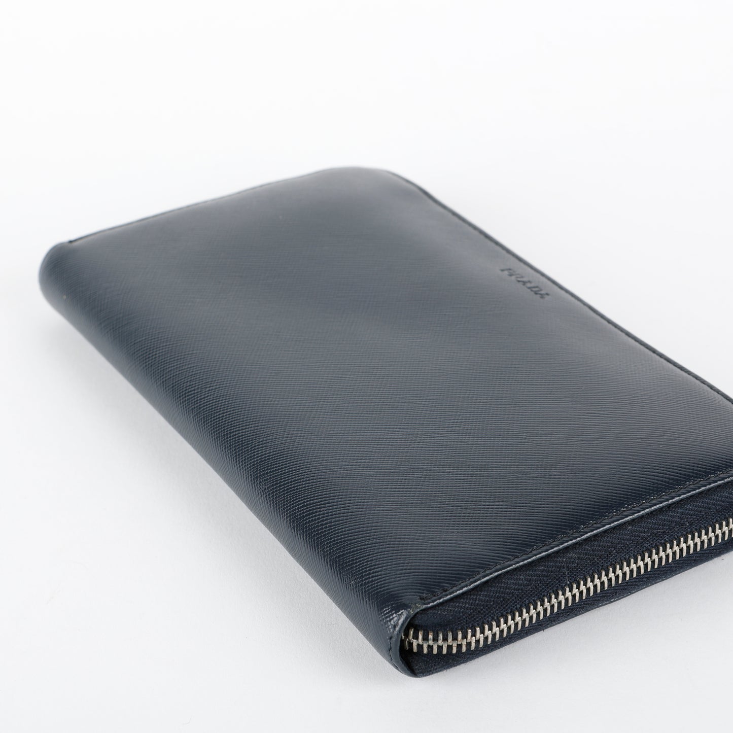 Long Zippy Travel Wallet, Navy Saffiano