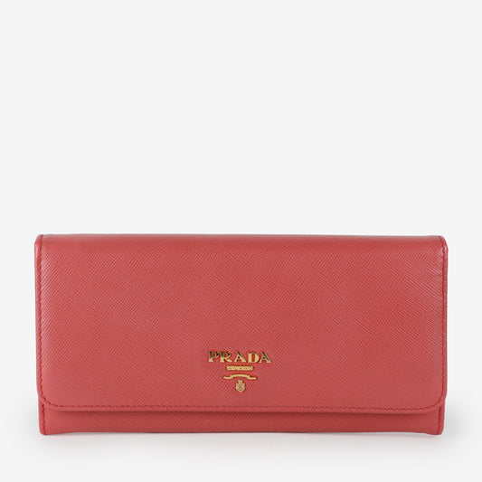 Continental Long Wallet, Pink Saffiano