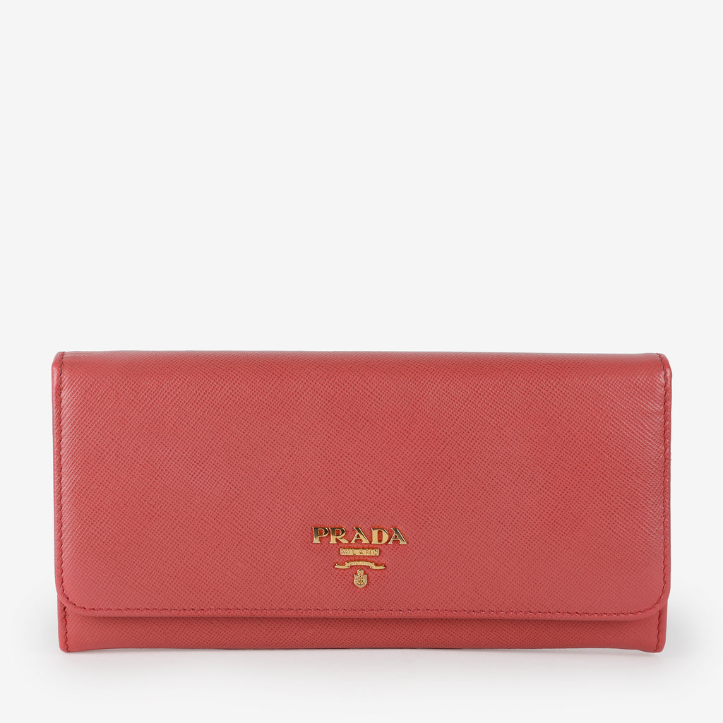 Continental Long Wallet, Pink Saffiano