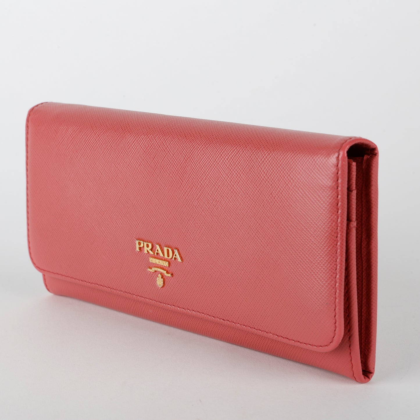 Continental Long Wallet, Pink Saffiano