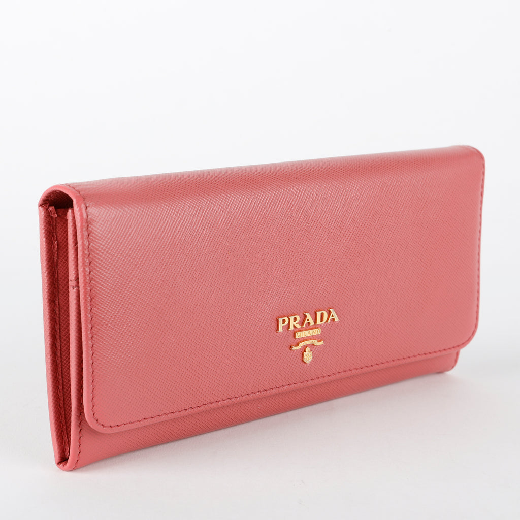 Continental Long Wallet, Pink Saffiano