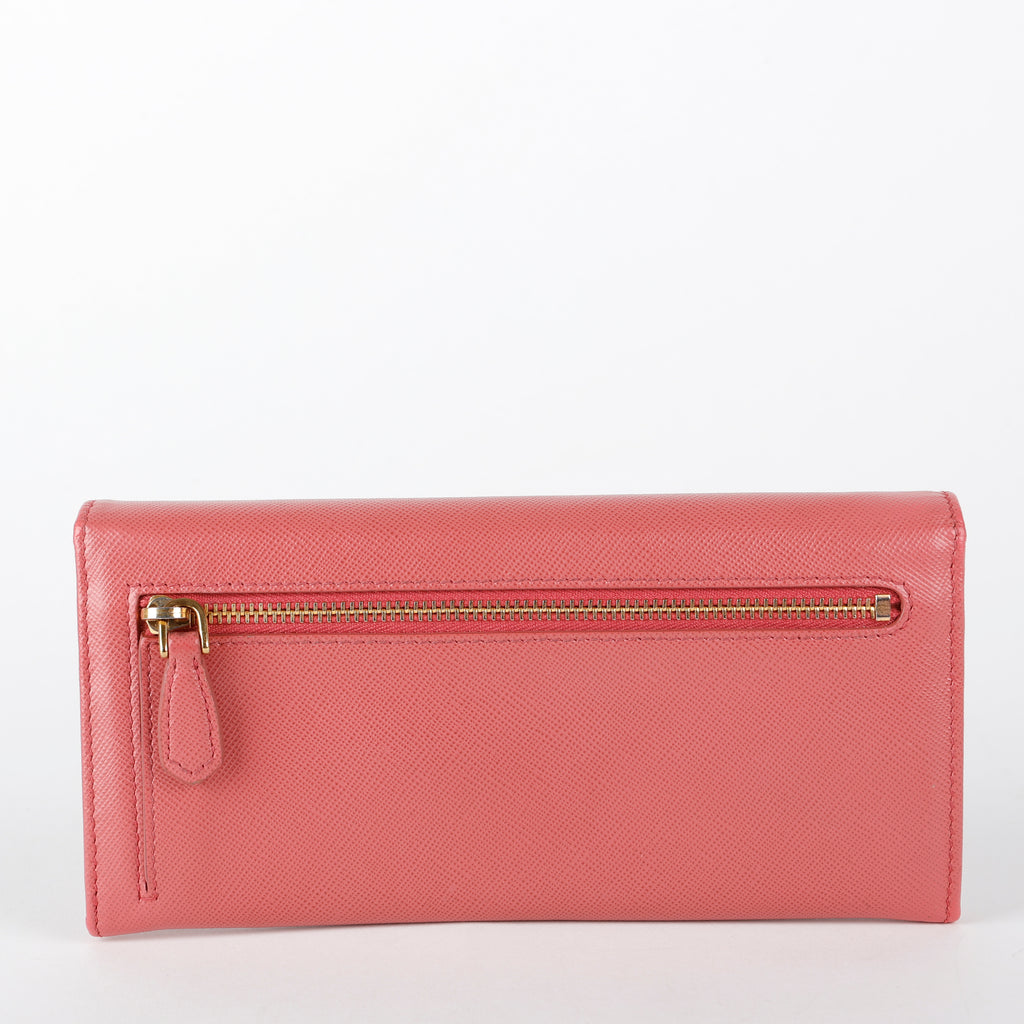 Continental Long Wallet, Pink Saffiano