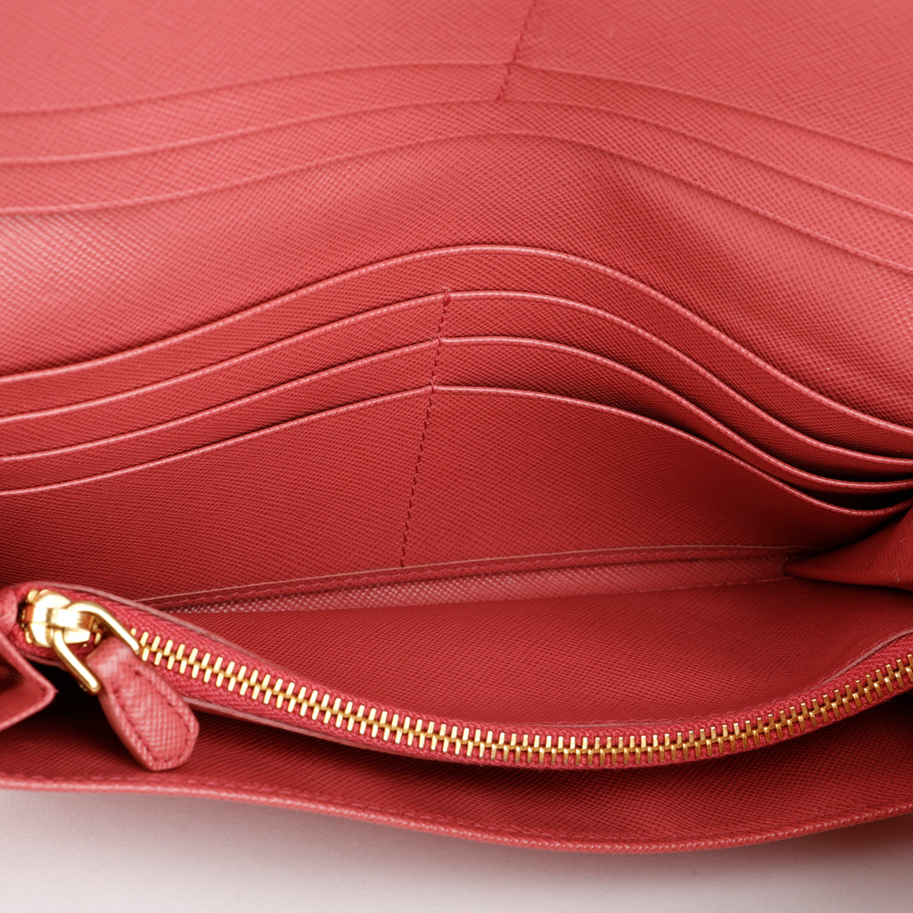 Continental Long Wallet, Pink Saffiano