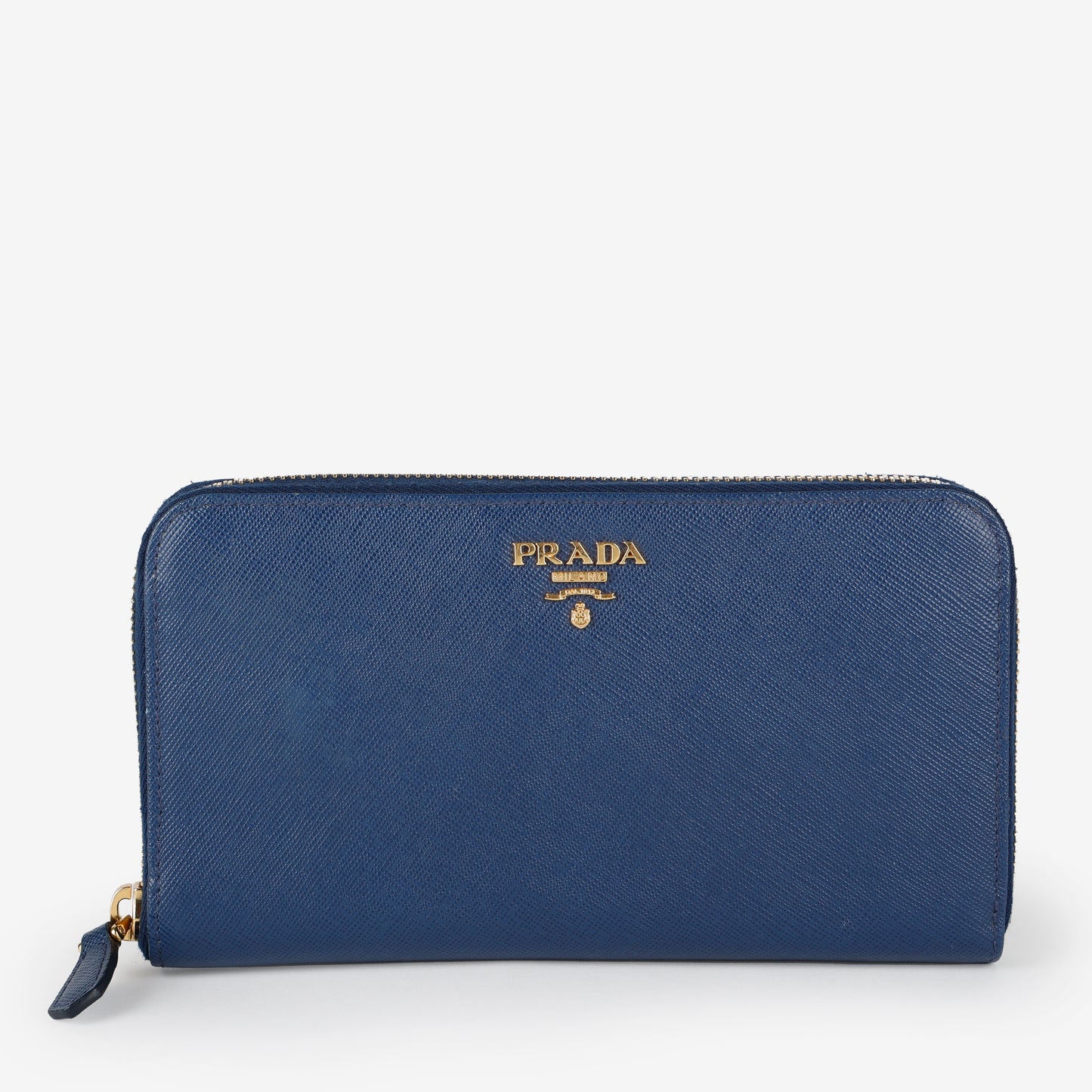 Zip Around Wallet, Navy Saffiano