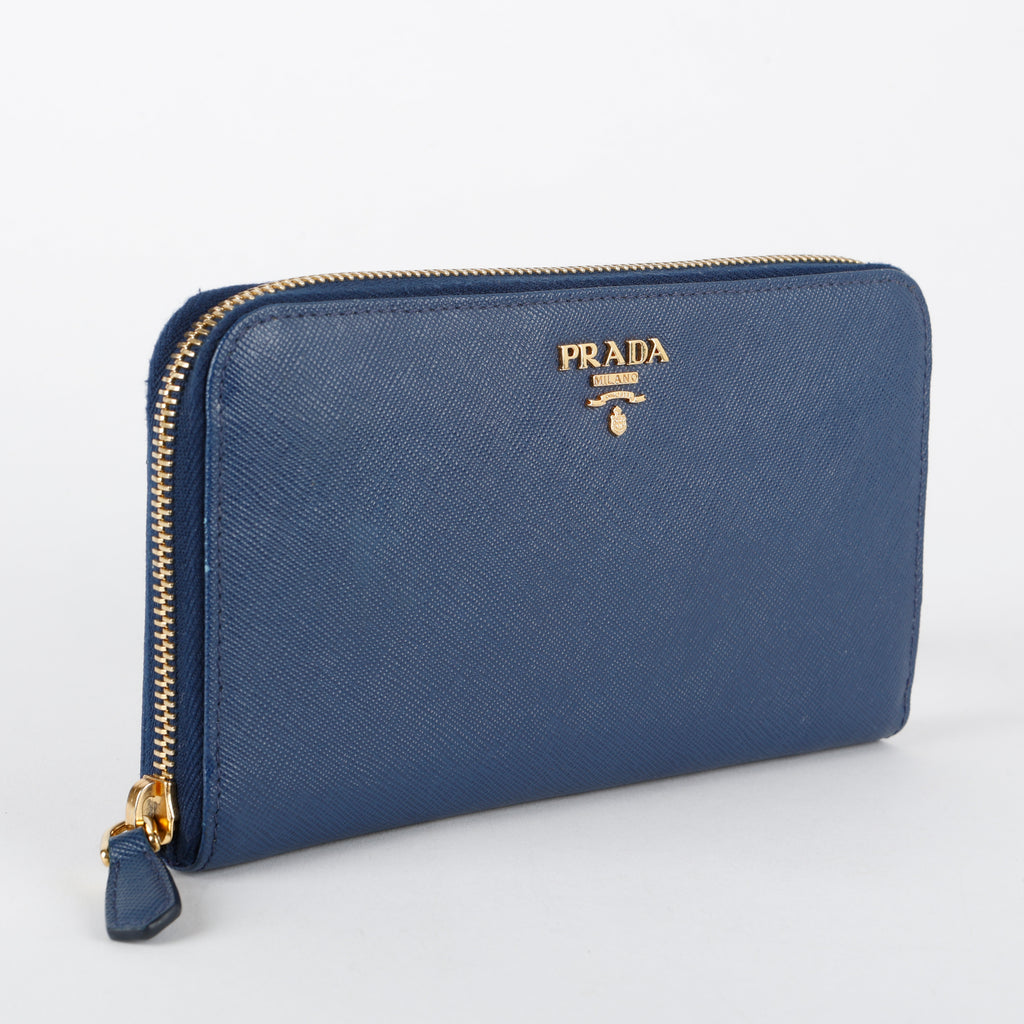 Zip Around Wallet, Navy Saffiano