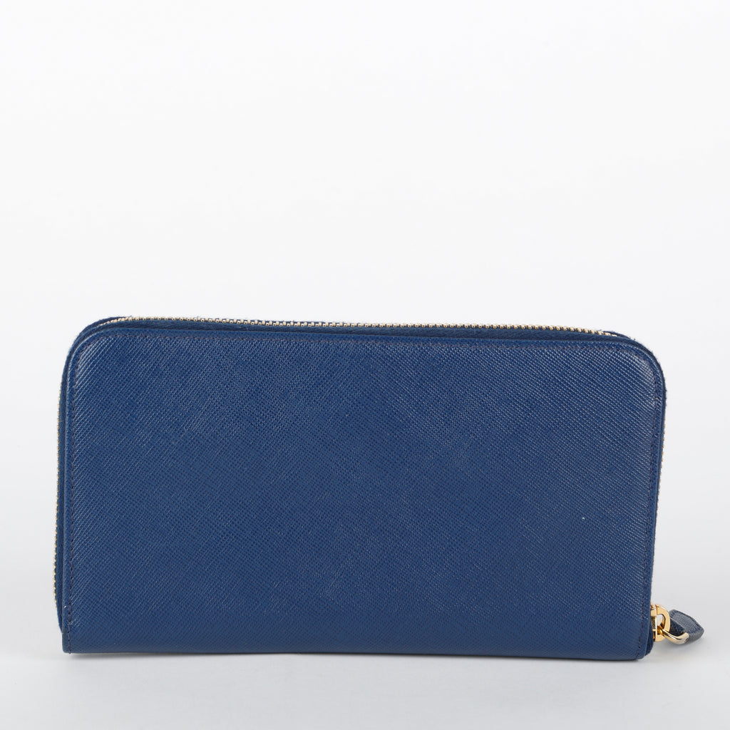 Zip Around Wallet, Navy Saffiano