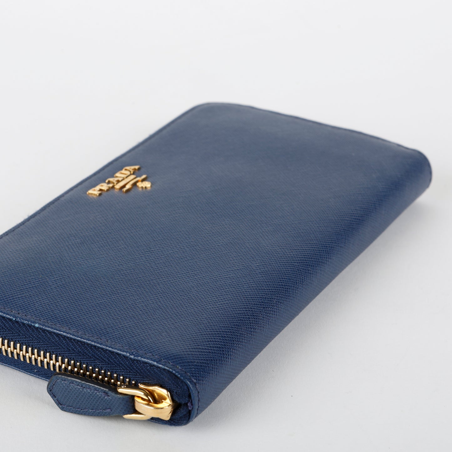 Zip Around Wallet, Navy Saffiano