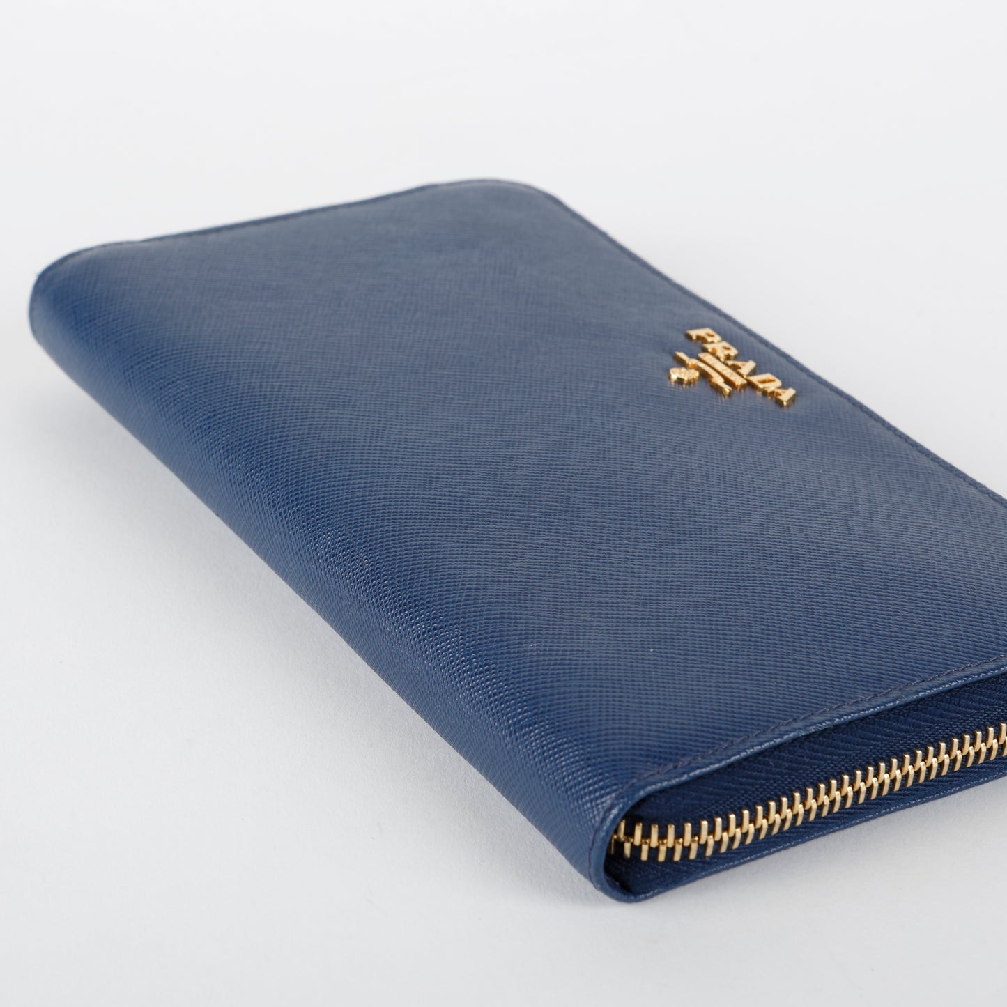 Zip Around Wallet, Navy Saffiano