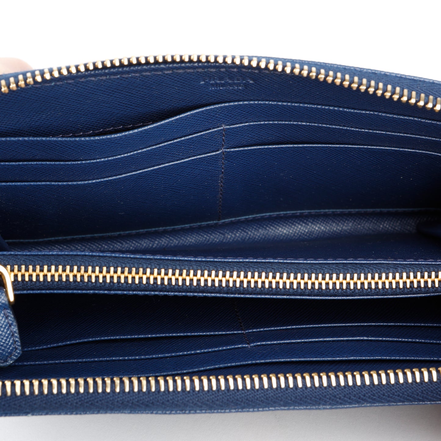 Zip Around Wallet, Navy Saffiano