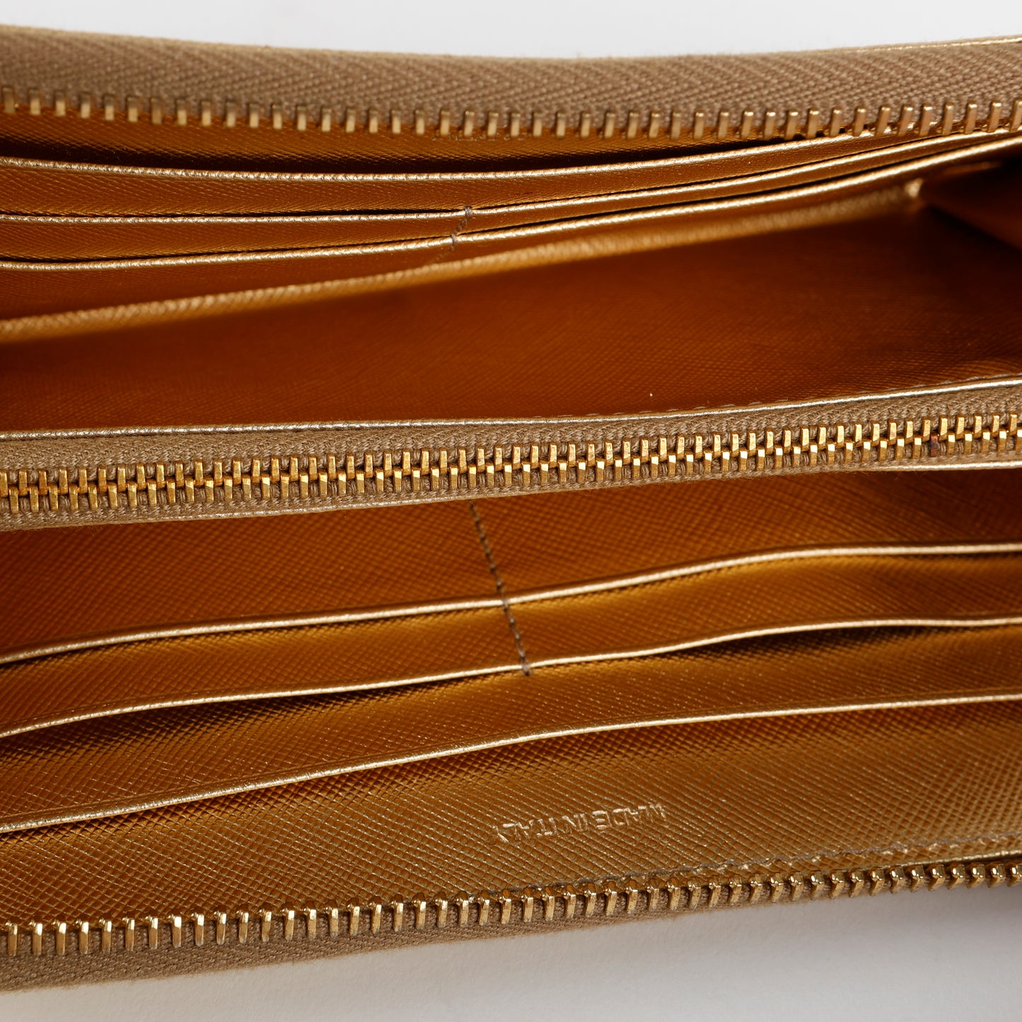 Zip Around Wallet, Gold Saffiano