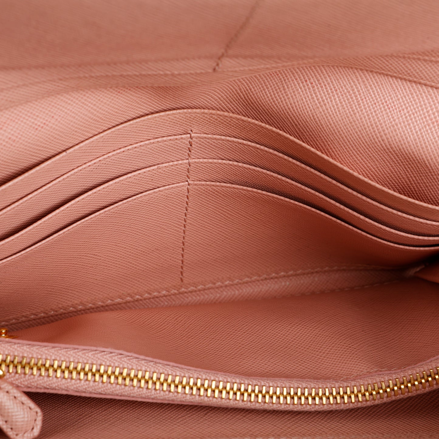 Metal Bar Continental Wallet, Pink Saffiano