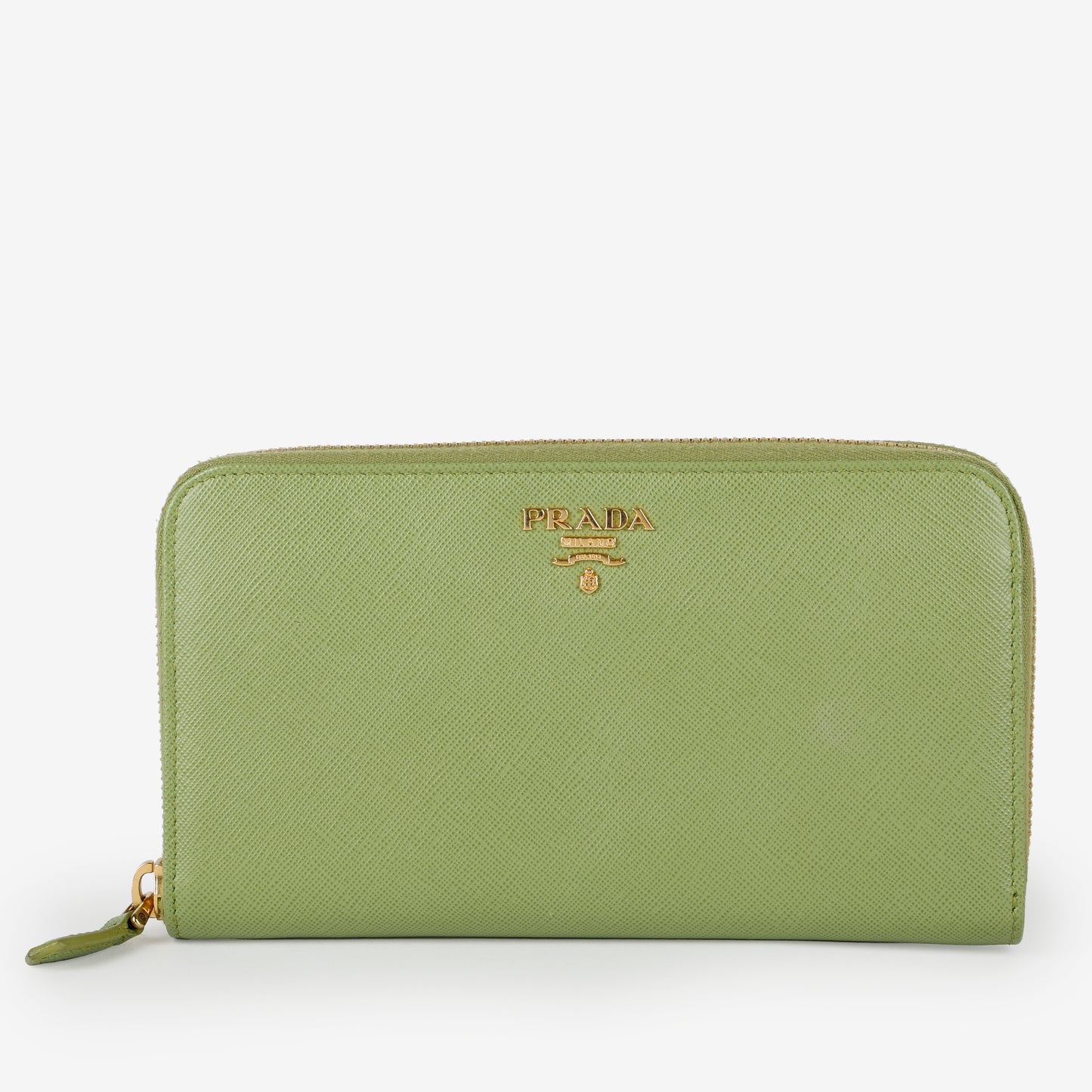Zip Around Wallet, Green Saffiano
