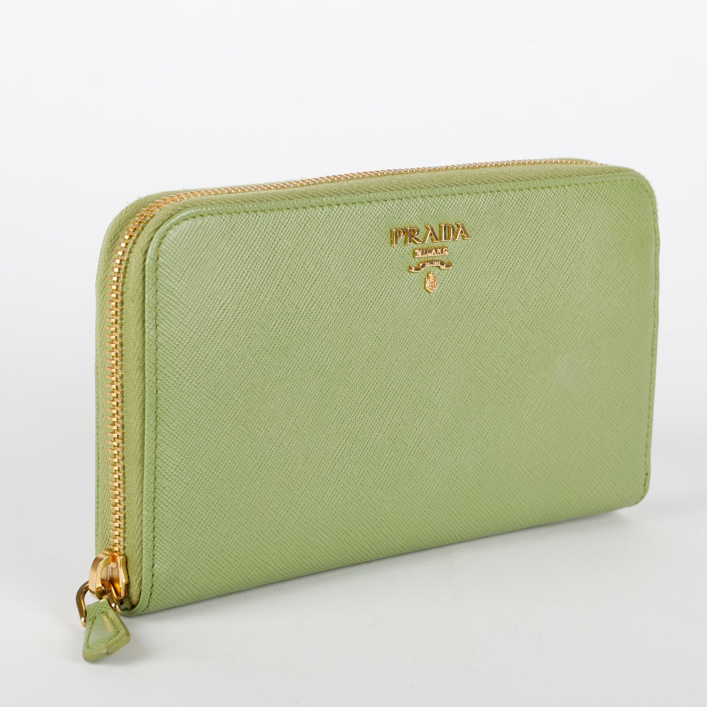 Zip Around Wallet, Green Saffiano